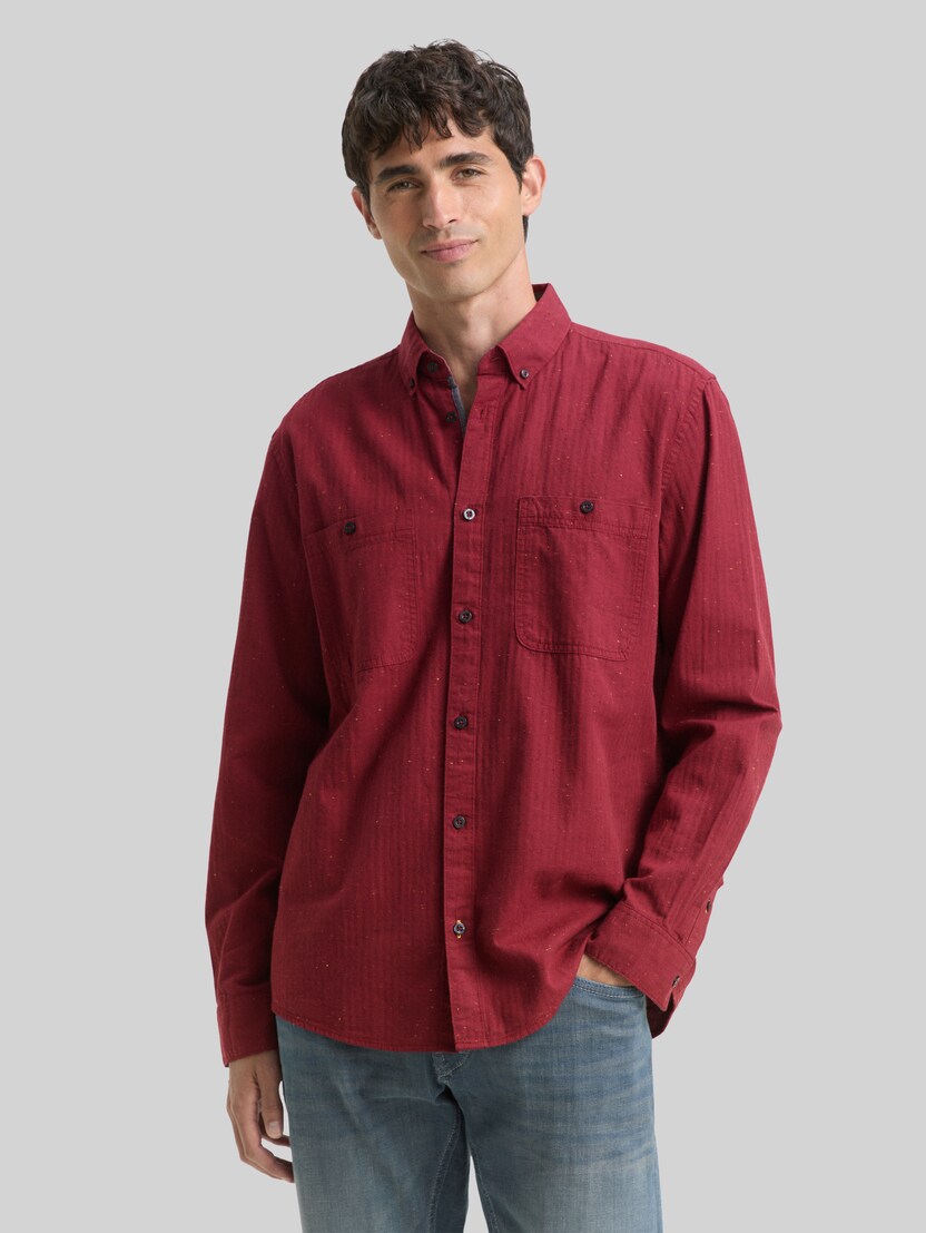 Regular Fit Hemd in Melange-Optik von Men, red nep structure