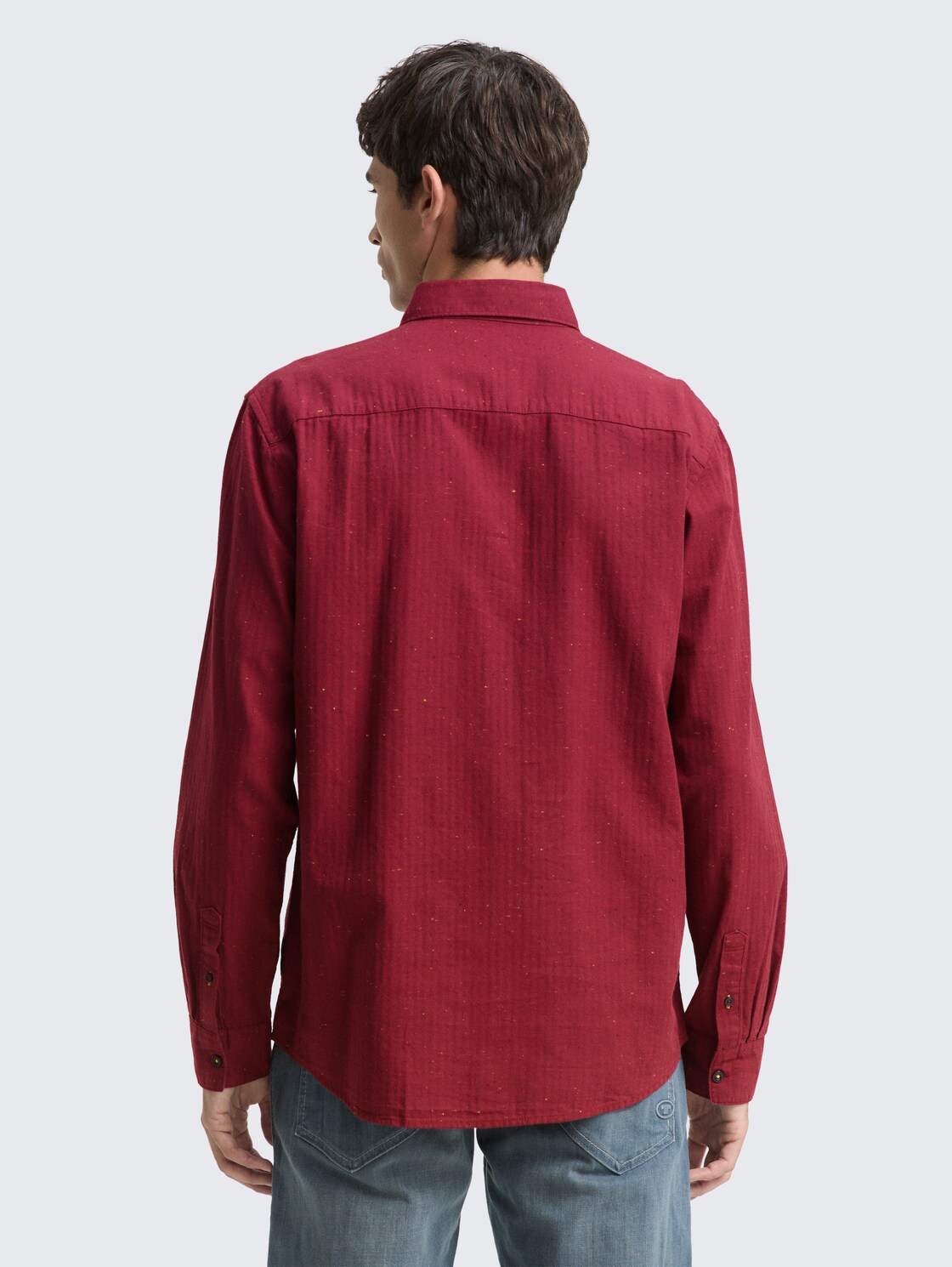 Regular Fit Hemd in Melange-Optik - red nep structure - Auschnitt Model-Rückansicht