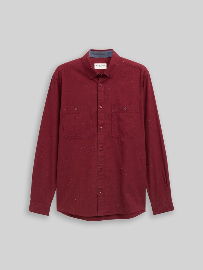 Regular fit shirt in a melange look by Men, red nep structure