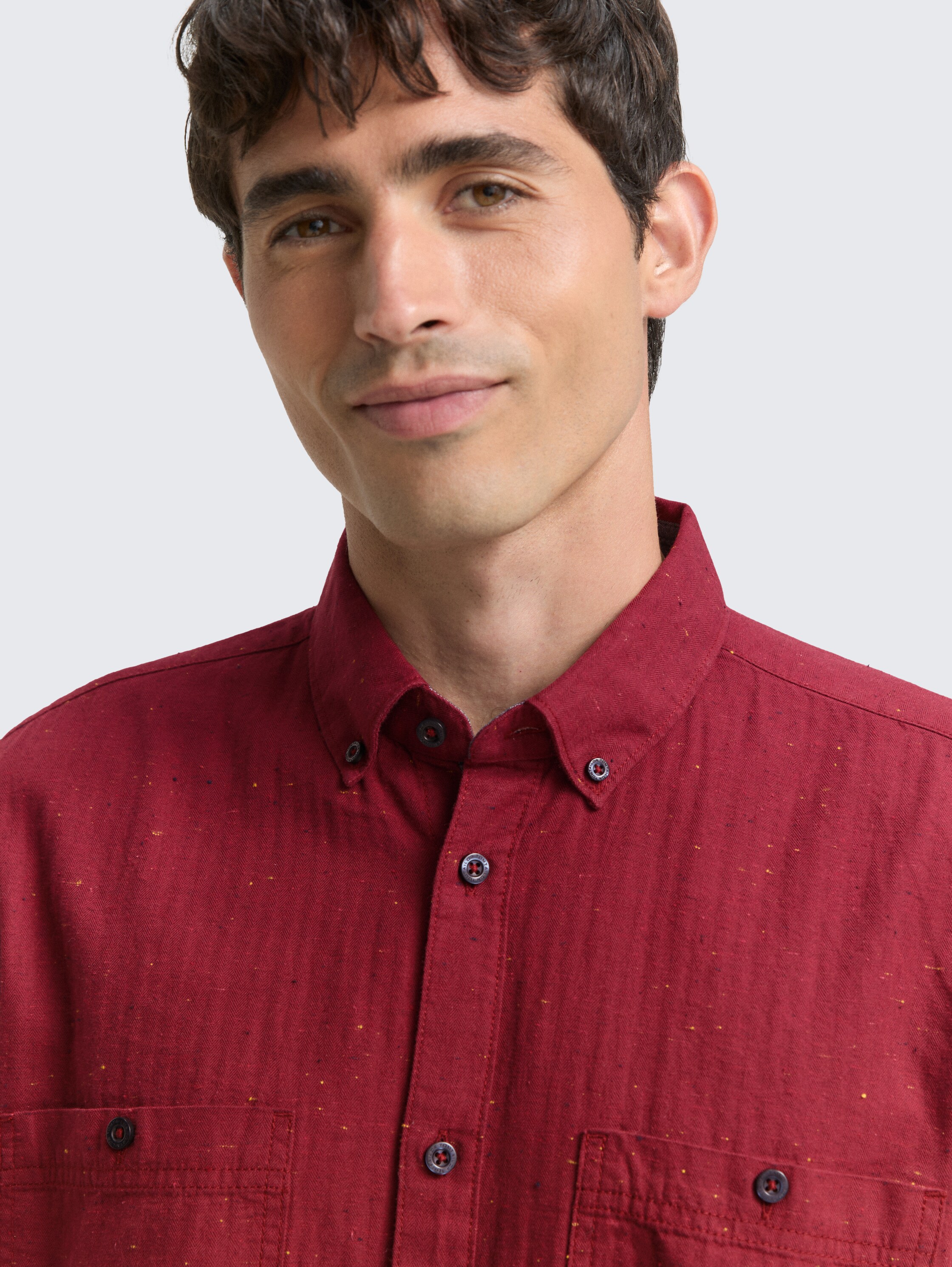 Regular Fit Hemd in Melange-Optik - red_nep_structure - 