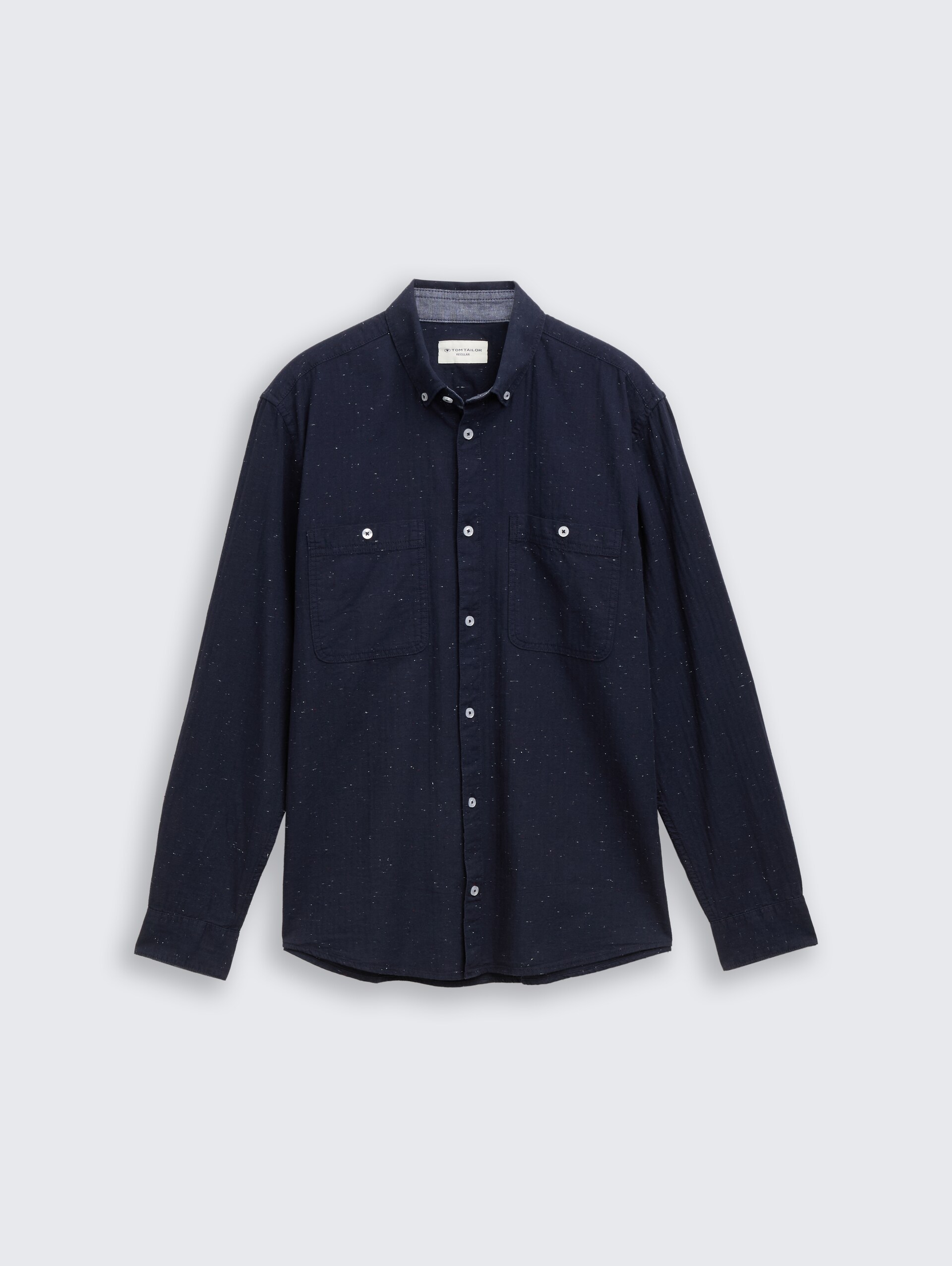 Regular Fit Hemd in Melange-Optik - navy nep structure - Vorder-Produkt-Ansicht
