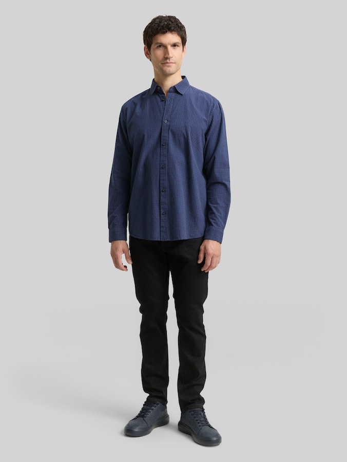 Regular fit overhemd met ruitjesmotief door Men, blue vichy check