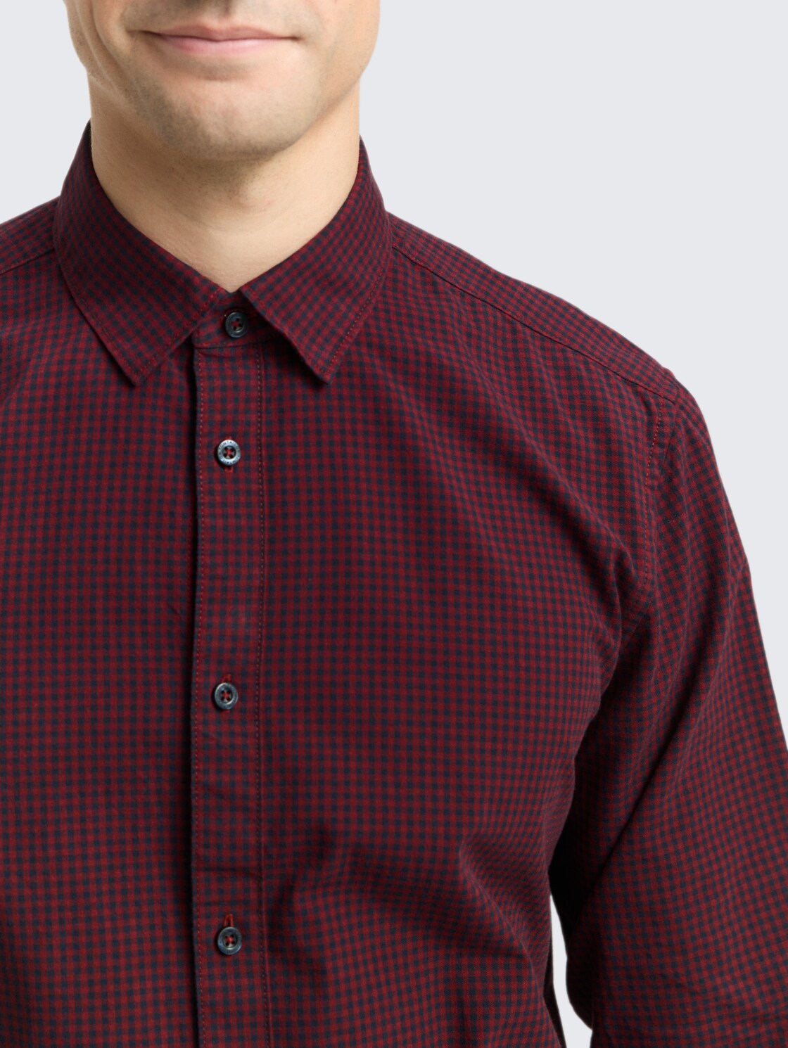 Regular Fit Hemd mit Karomuster - red vichy check - Detail-Model-Ansicht