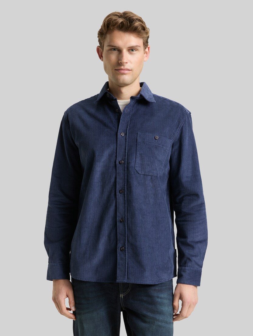 Comfort Fit Cordhemd mit Brusttasche von Men, ocean blue