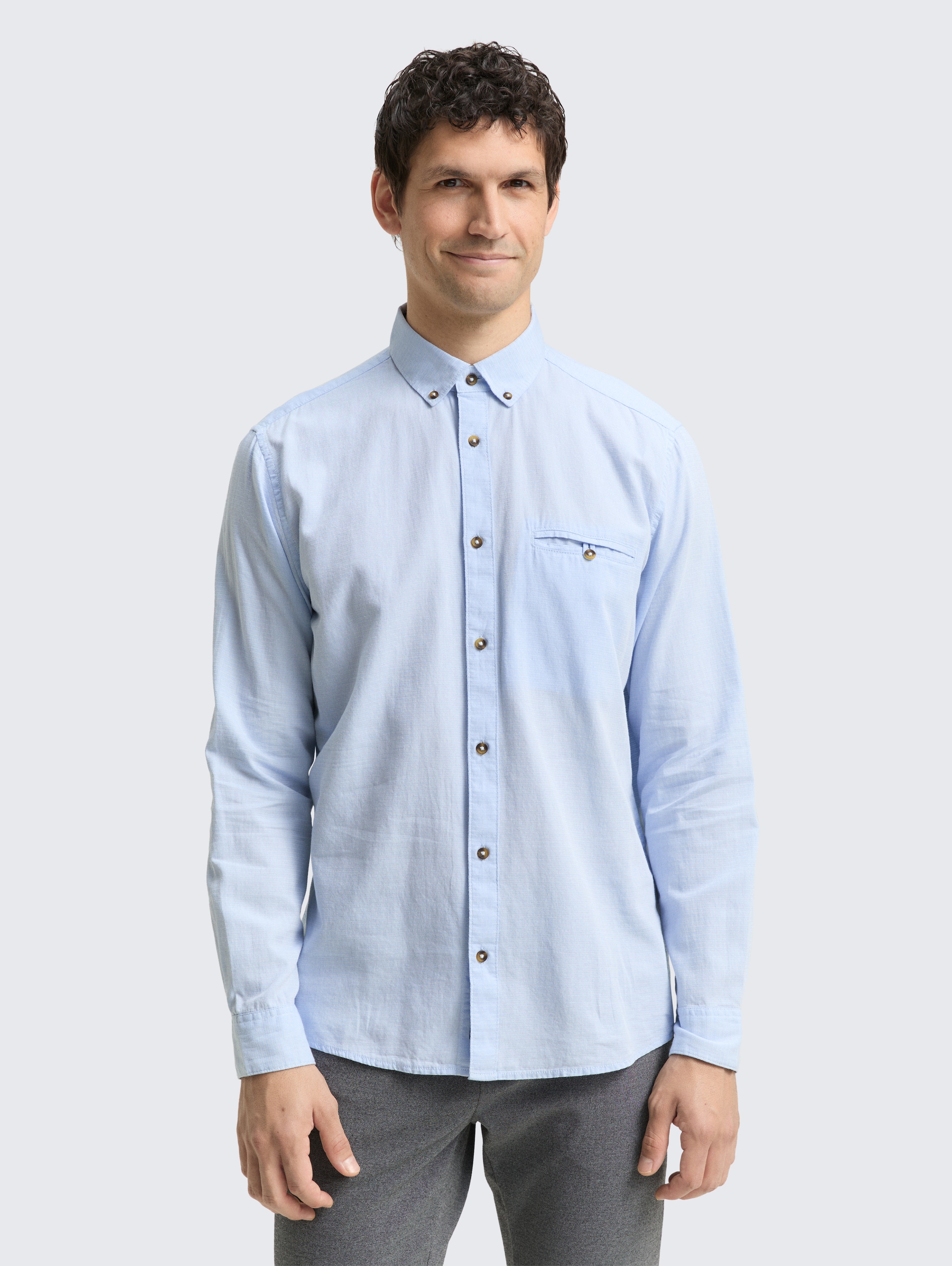 Regular fit cotton shirt - blue_stripy_structure - 