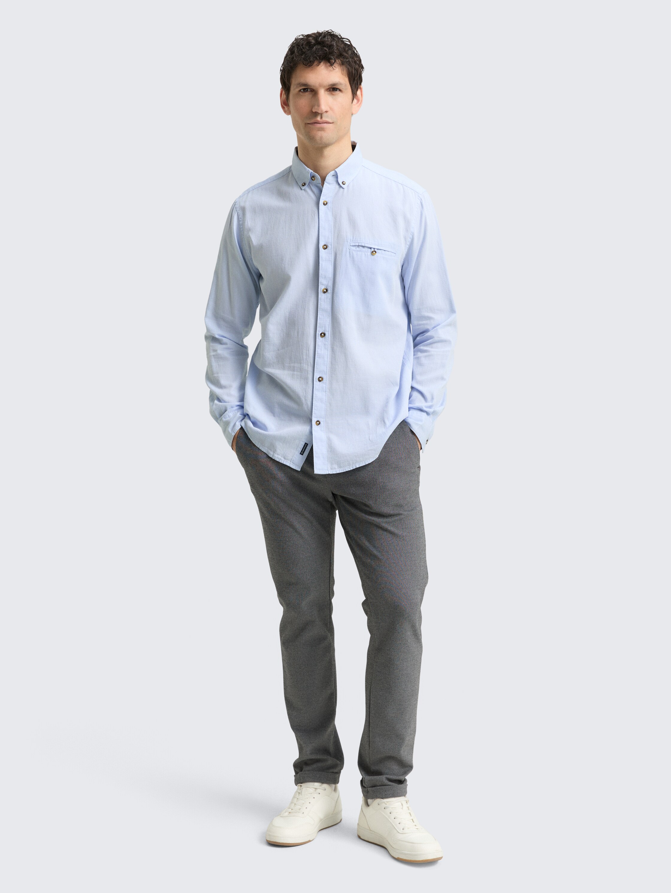 Regular fit cotton shirt - blue_stripy_structure - 