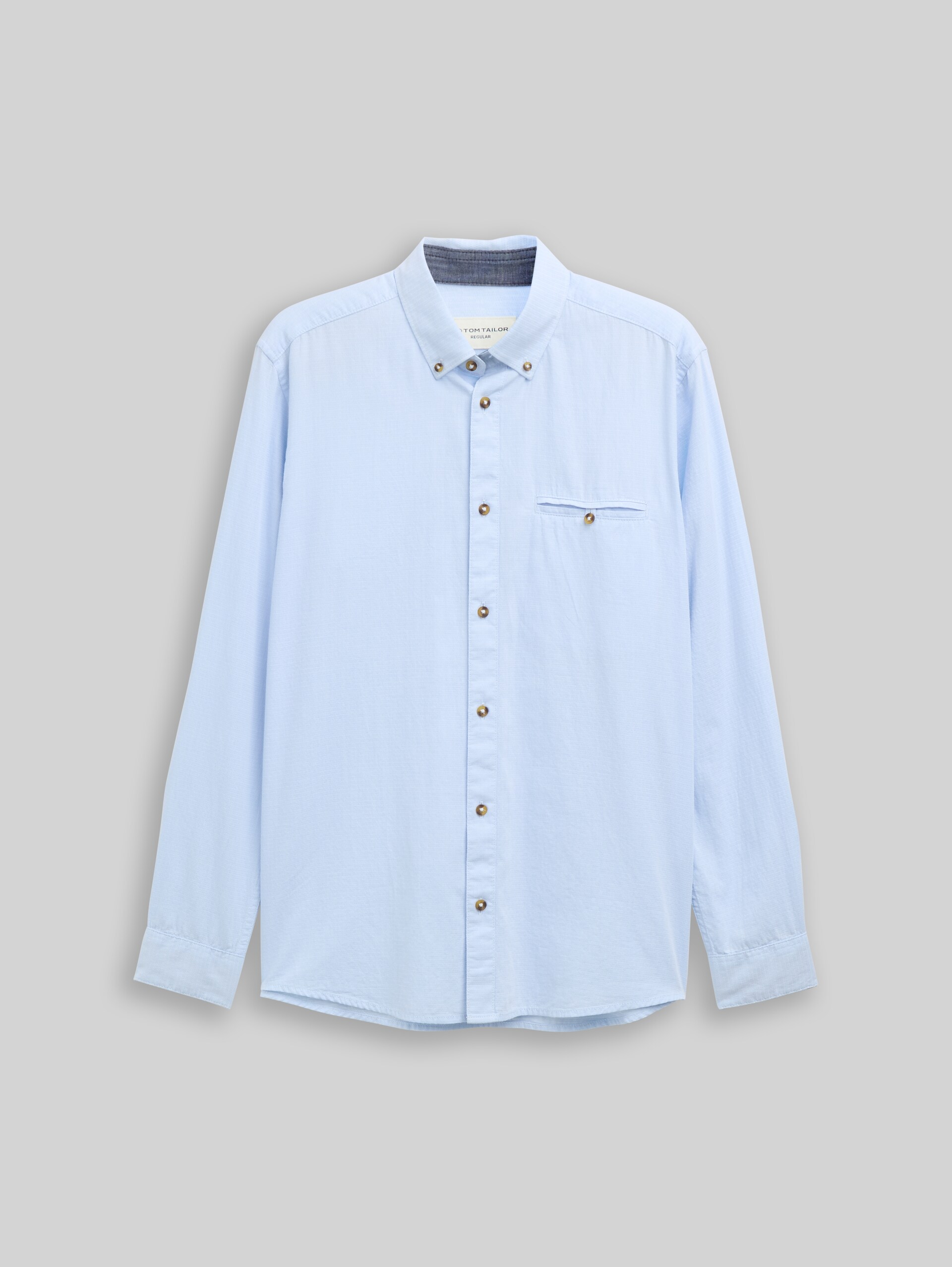 Regular Fit Hemd aus Baumwolle - blue stripy structure - Vorder-Produkt-Ansicht