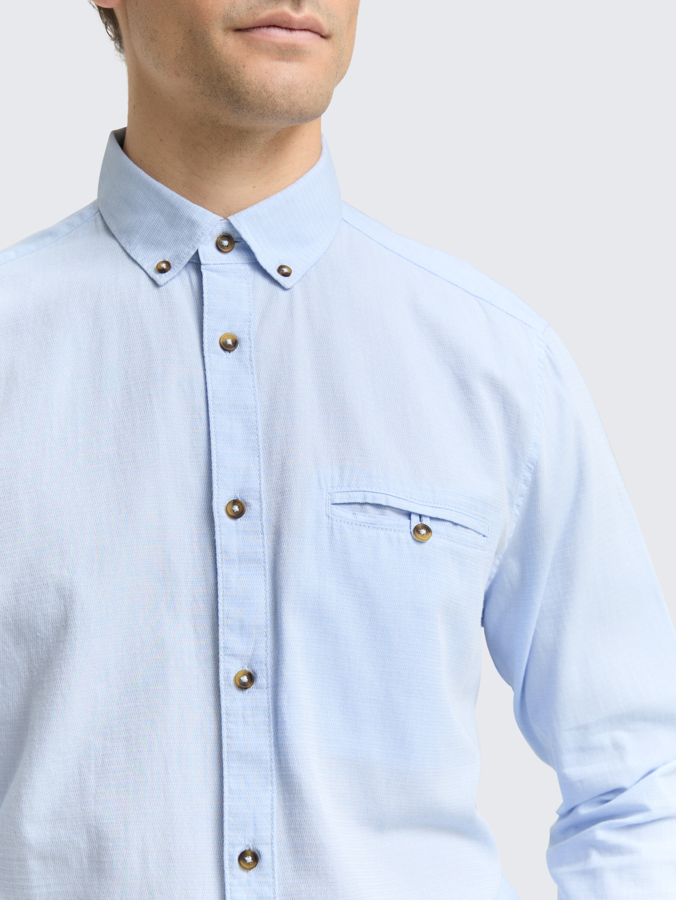 Regular fit cotton shirt - blue_stripy_structure - 