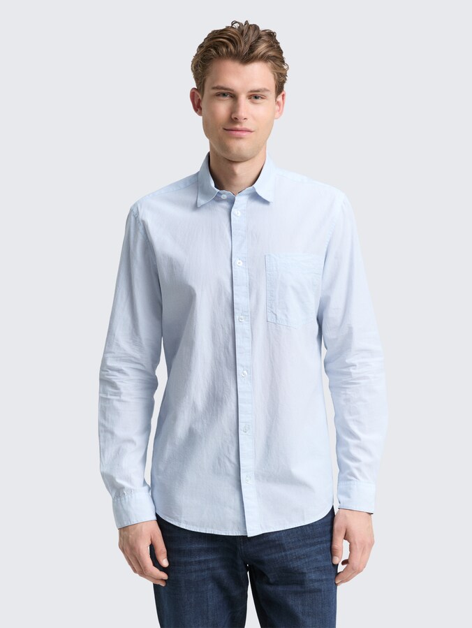 Getailleerd katoenen shirt door Men, light blue stripe