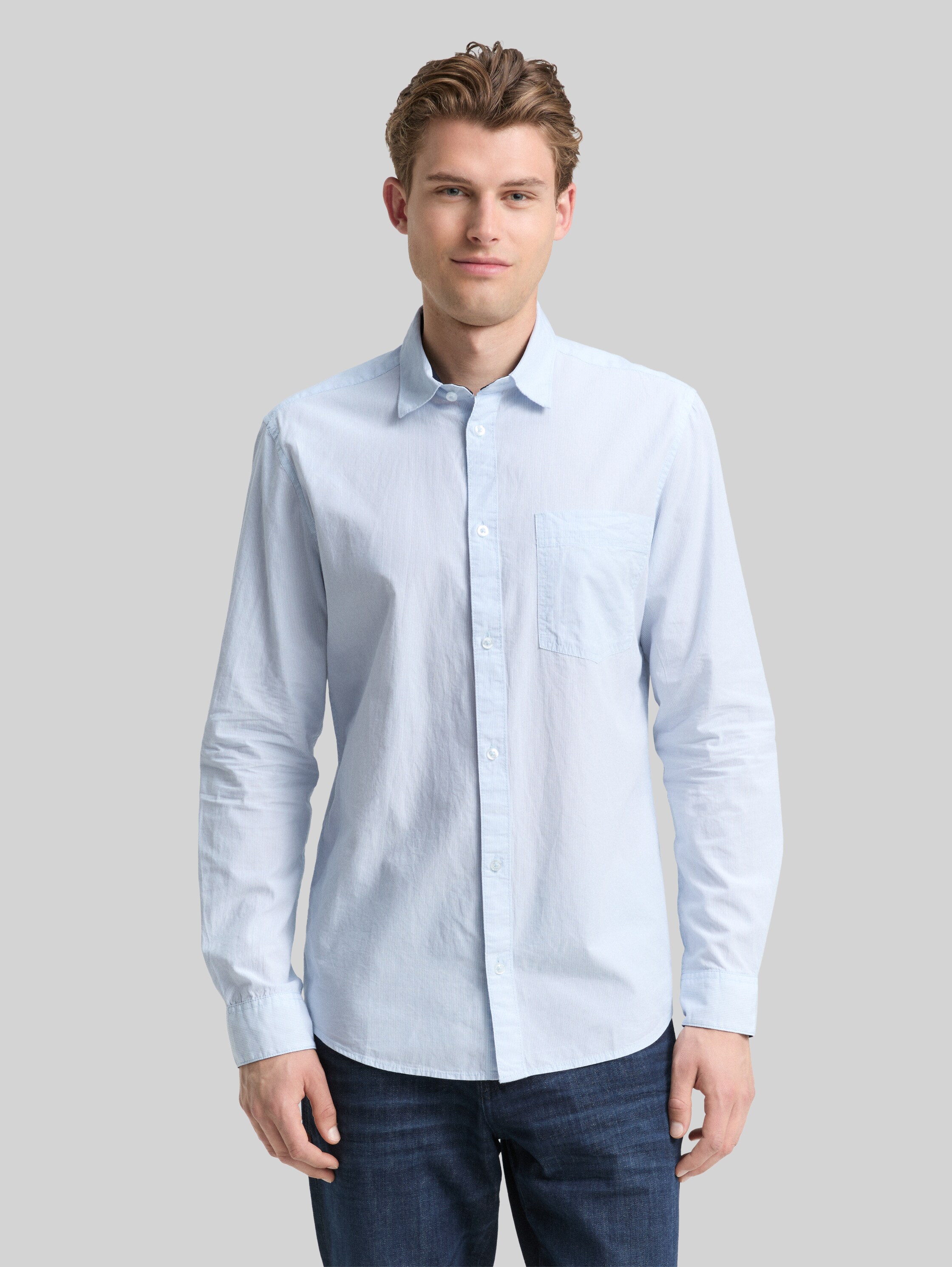 TOM TAILOR Camicia Uomo Maniche Corte In Cotone - Vestibilità Regolare Con Taschino - Collezione Be PART Sostenibile
