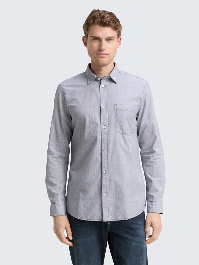 Getailleerd katoenen shirt door Men, blue stripe