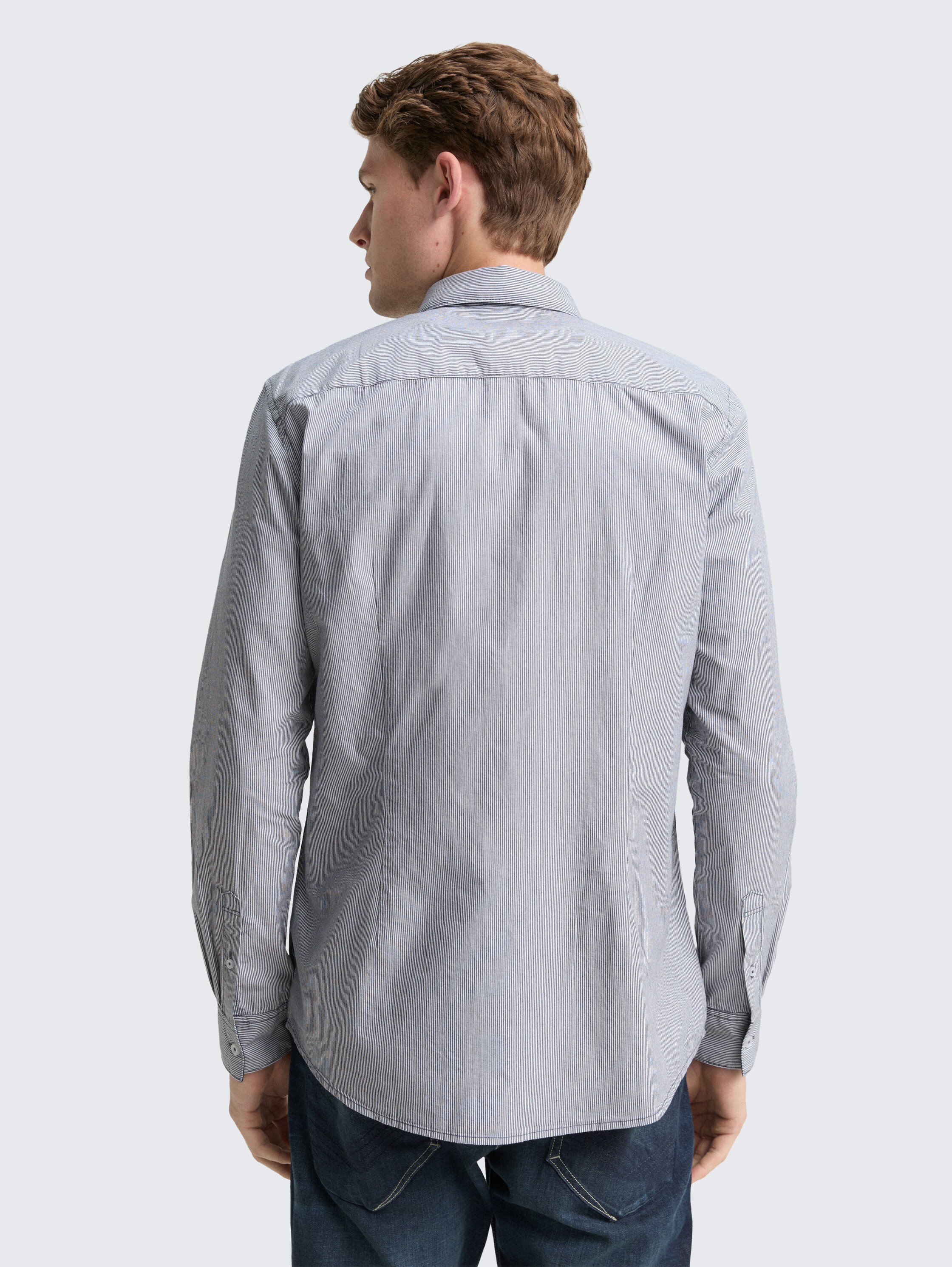 Fitted Hemd aus Baumwolle - blue_stripe - 