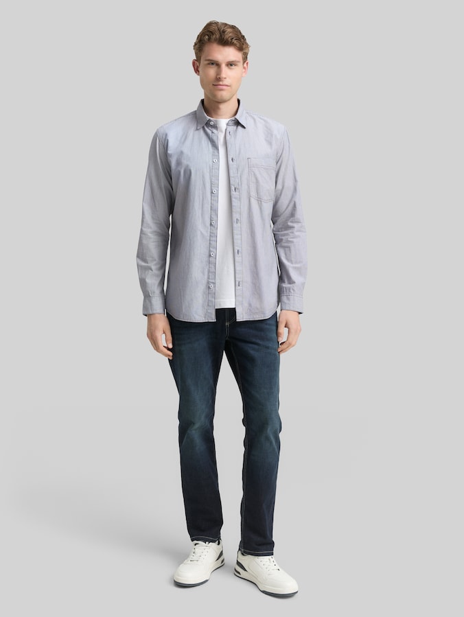 Fitted Hemd aus Baumwolle von Men, blue stripe