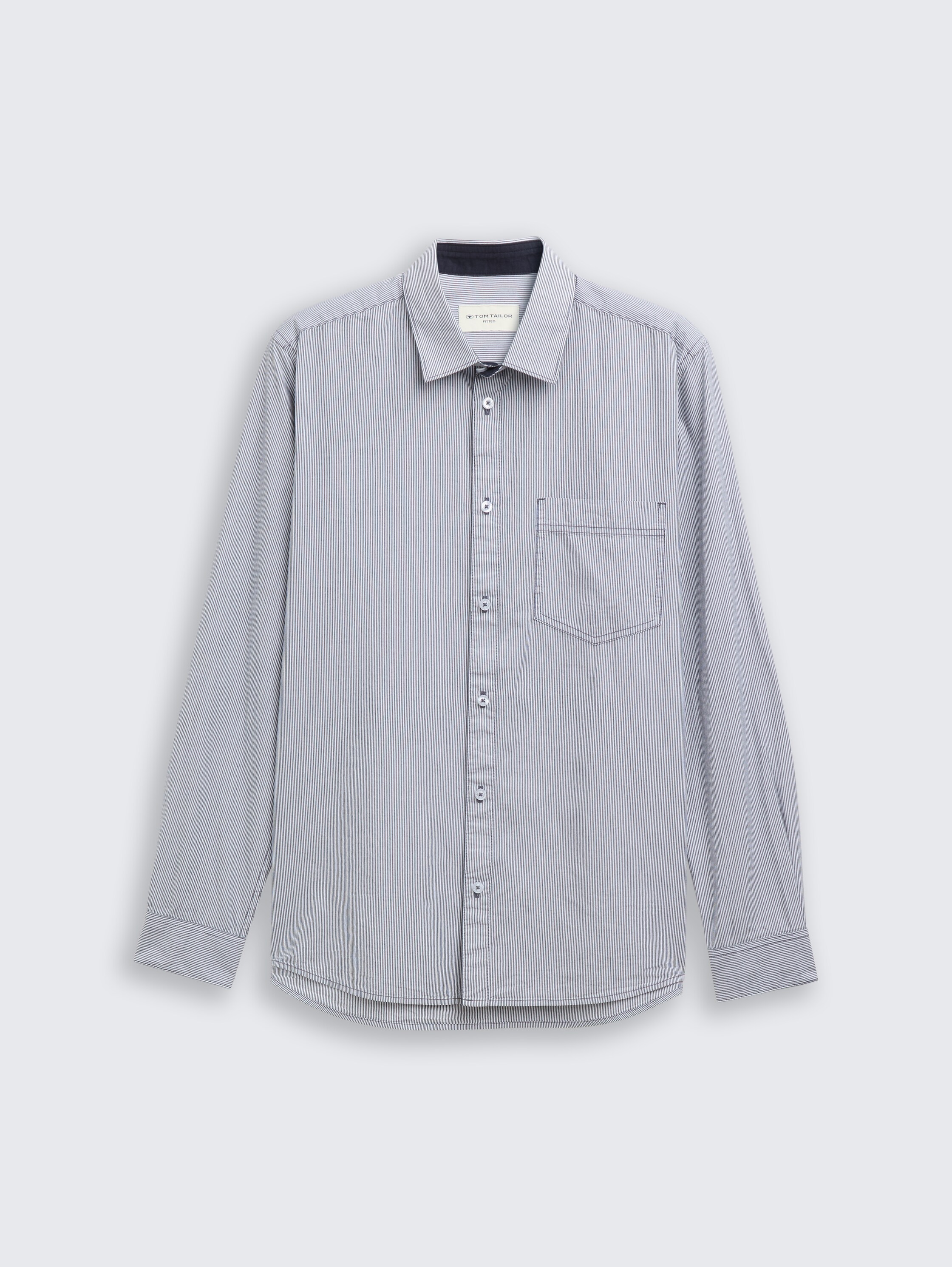 Fitted Hemd aus Baumwolle - blue_stripe - 