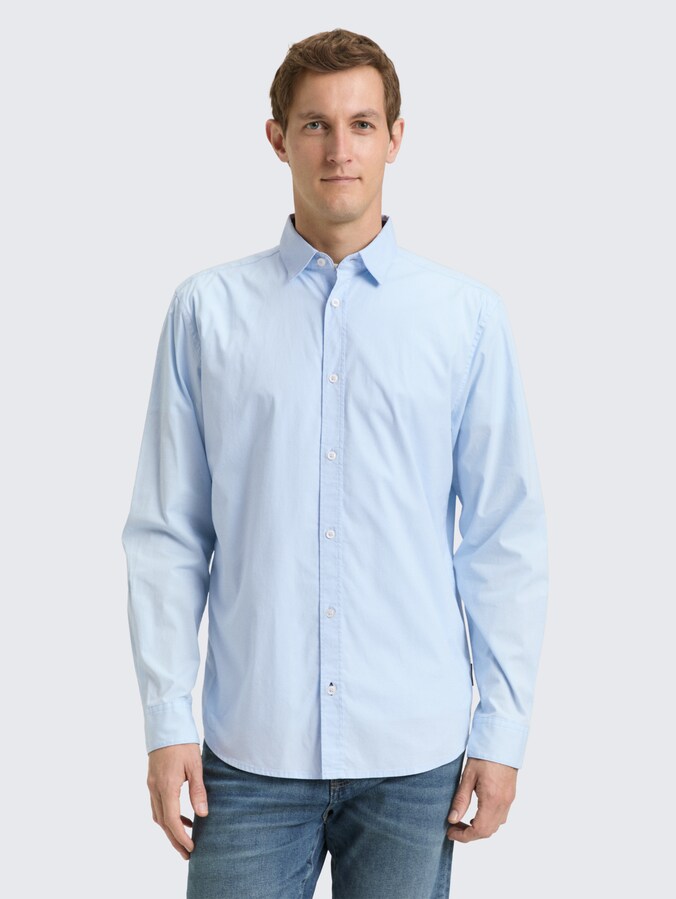 Regular fit overhemd met stretch door Men, Light Metal Blue