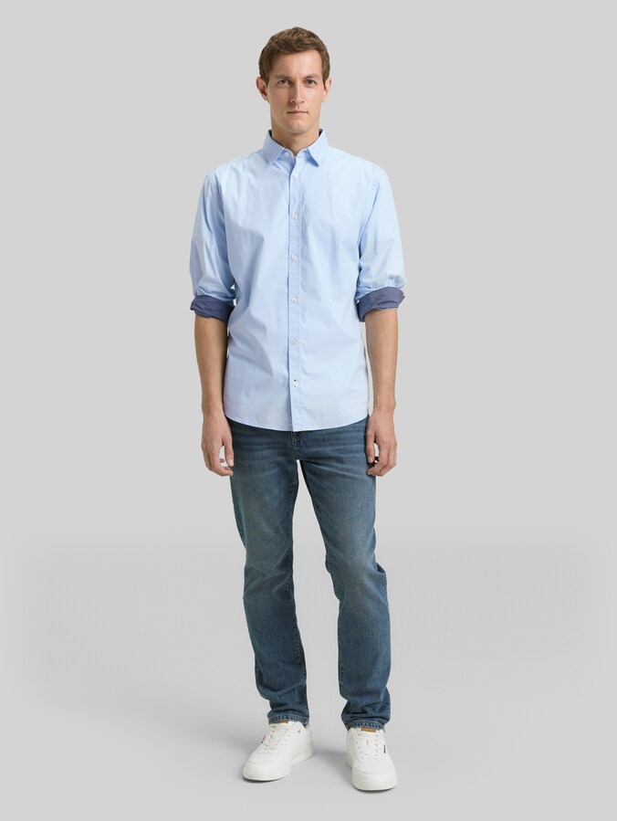 Regular fit overhemd met stretch door Men, Light Metal Blue