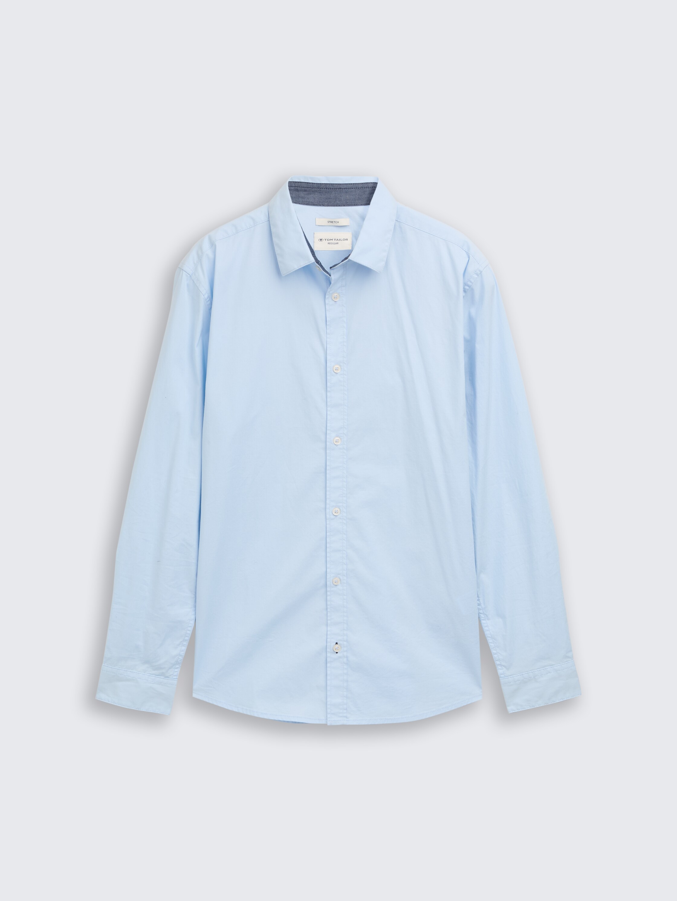 Regular Fit Hemd mit Stretch - Light Metal Blue - Vorder-Produkt-Ansicht