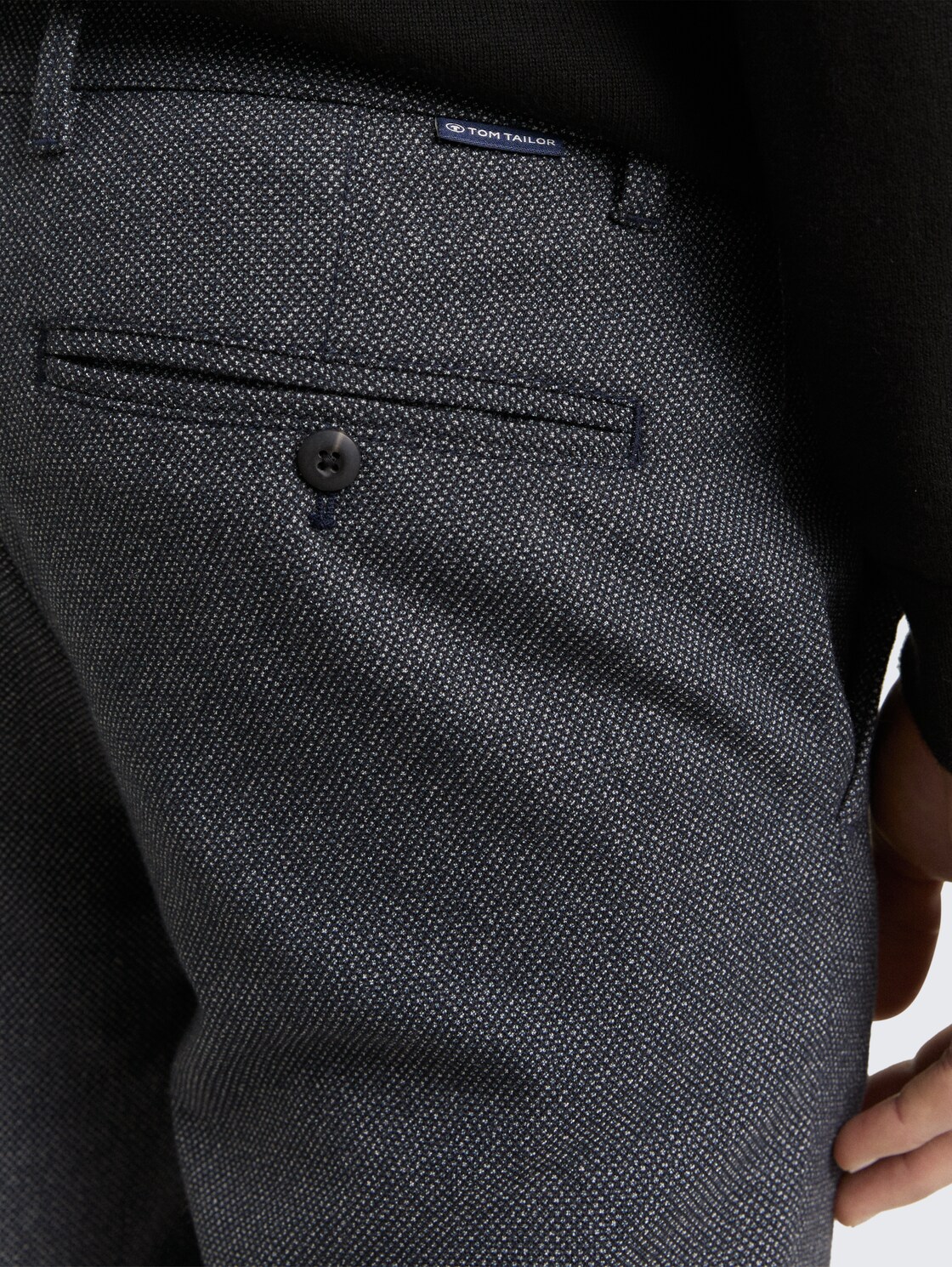 TTRAVIS SLIM Chino Hose - navy structured grindle - Detail-Model-Ansicht
