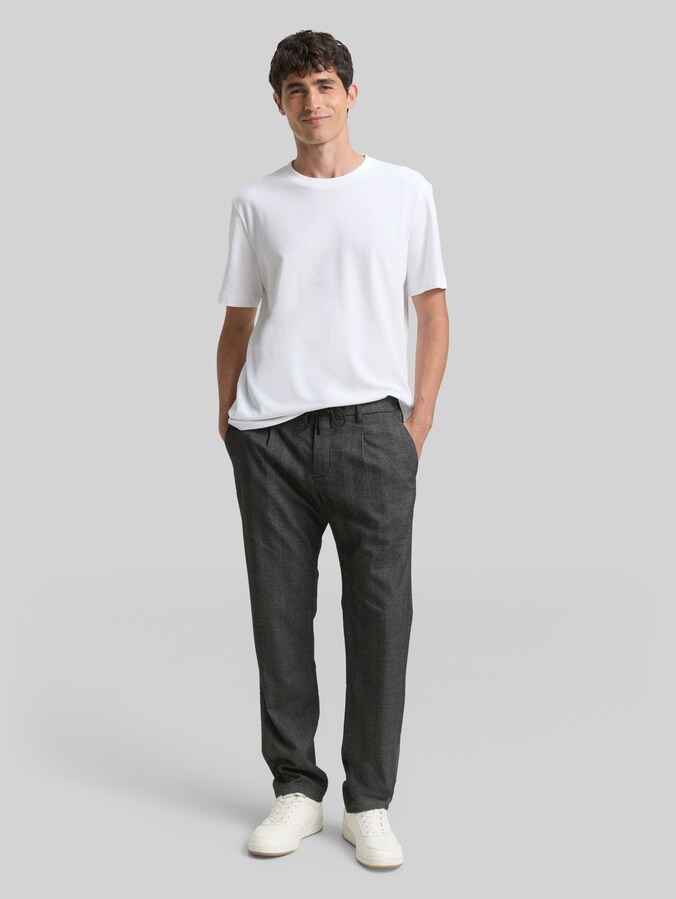 TTREGULAR chino trousers by Men, dark grey herringbone stripe