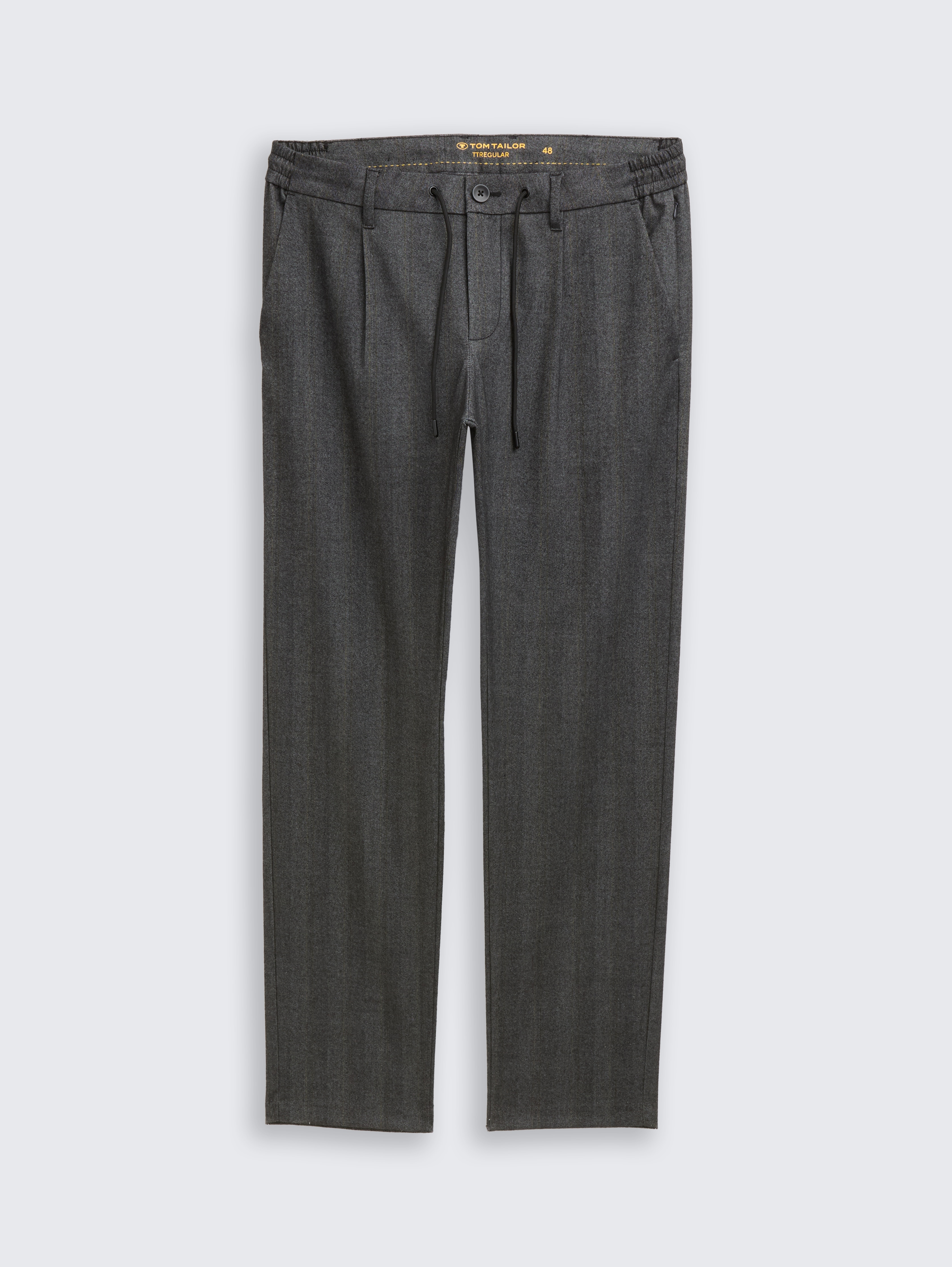 TTREGULAR Chino Hose von Men, dark grey herringbone stripe