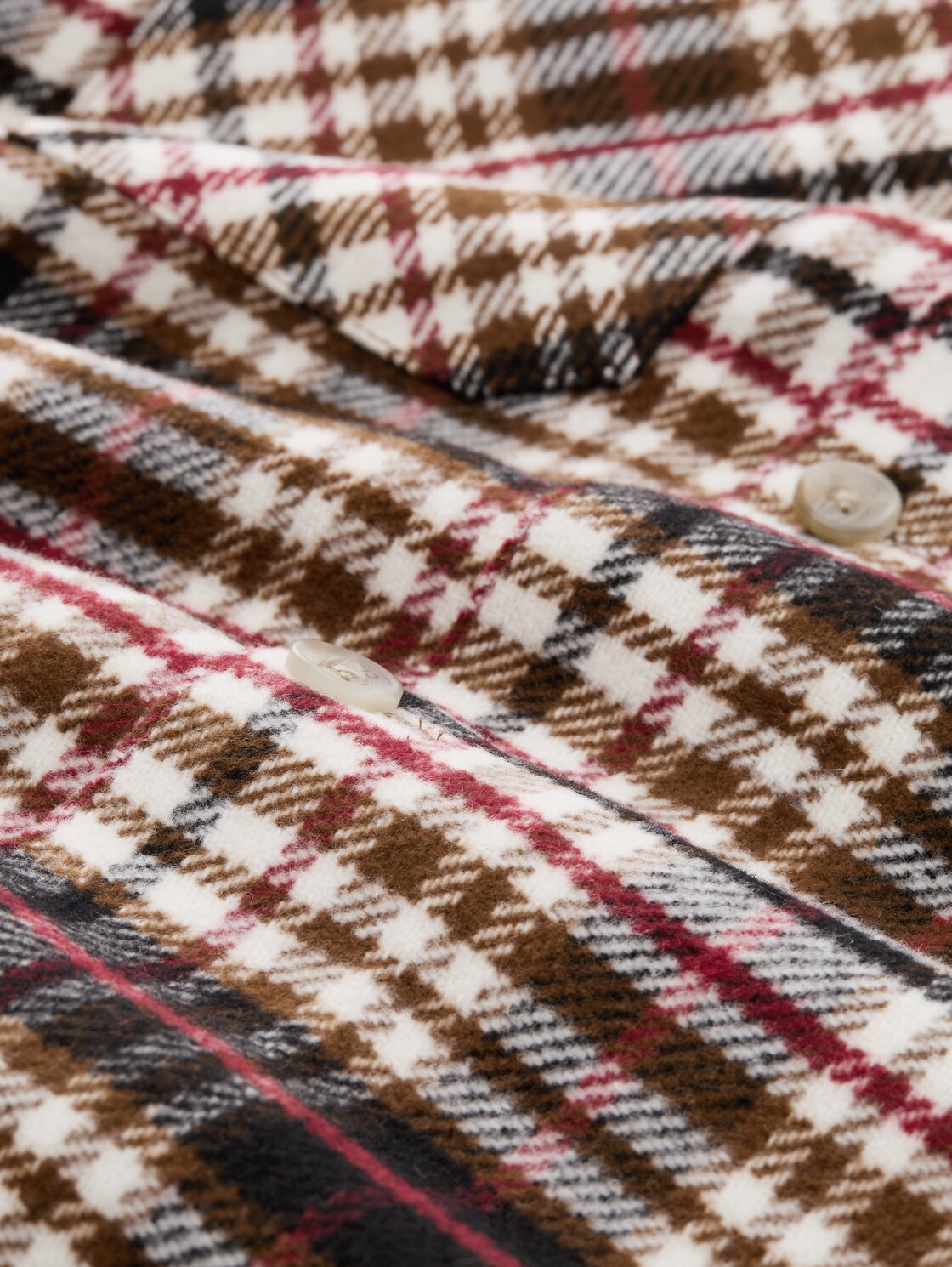 Overshirt mit Karomuster - brown red black check - Material-Ansicht