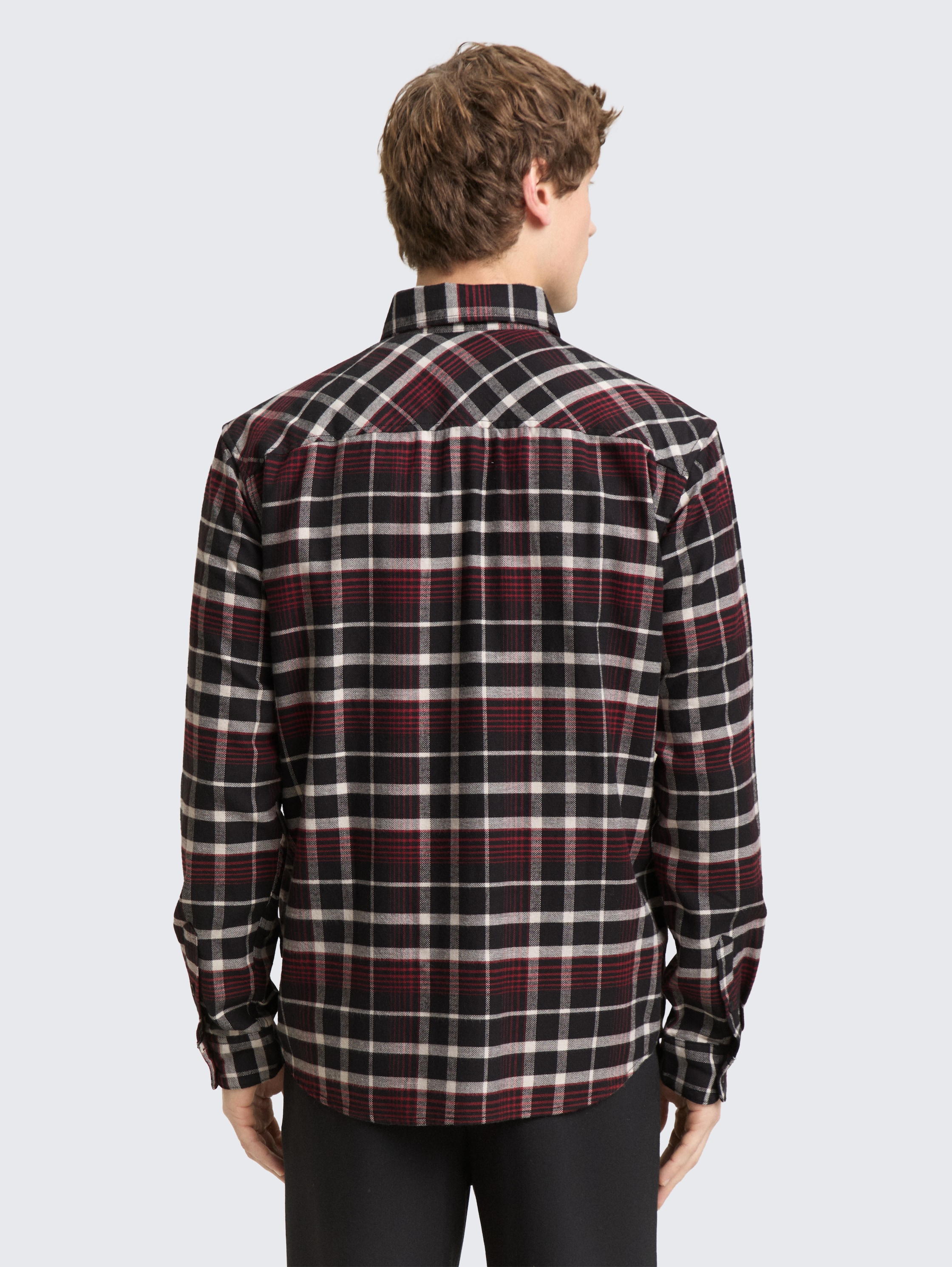 Relaxed fit shirt with checked pattern - black_red_white_check - 