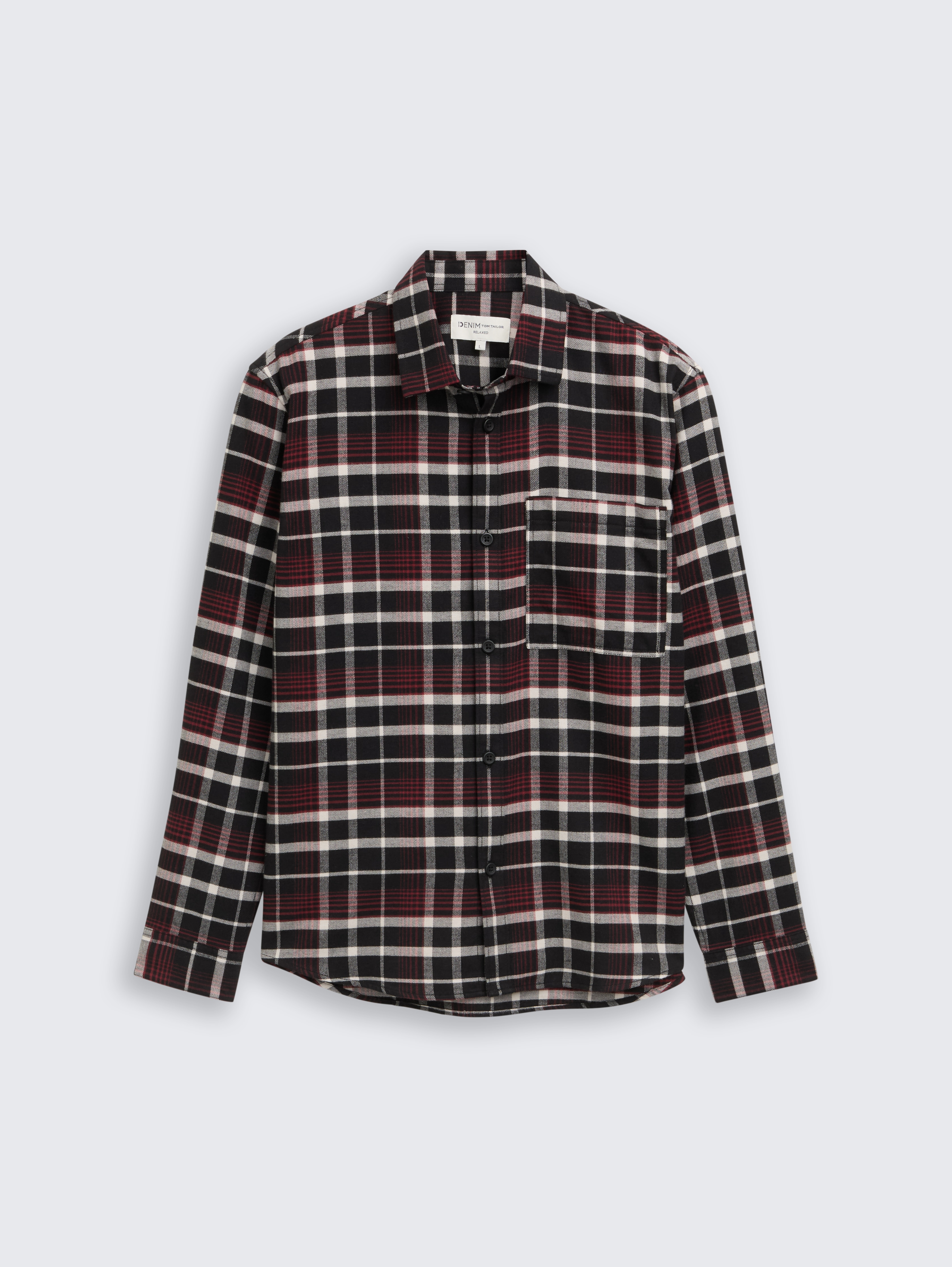 Relaxed Fit Hemd mit Karomuster von Denim Male, black red white check