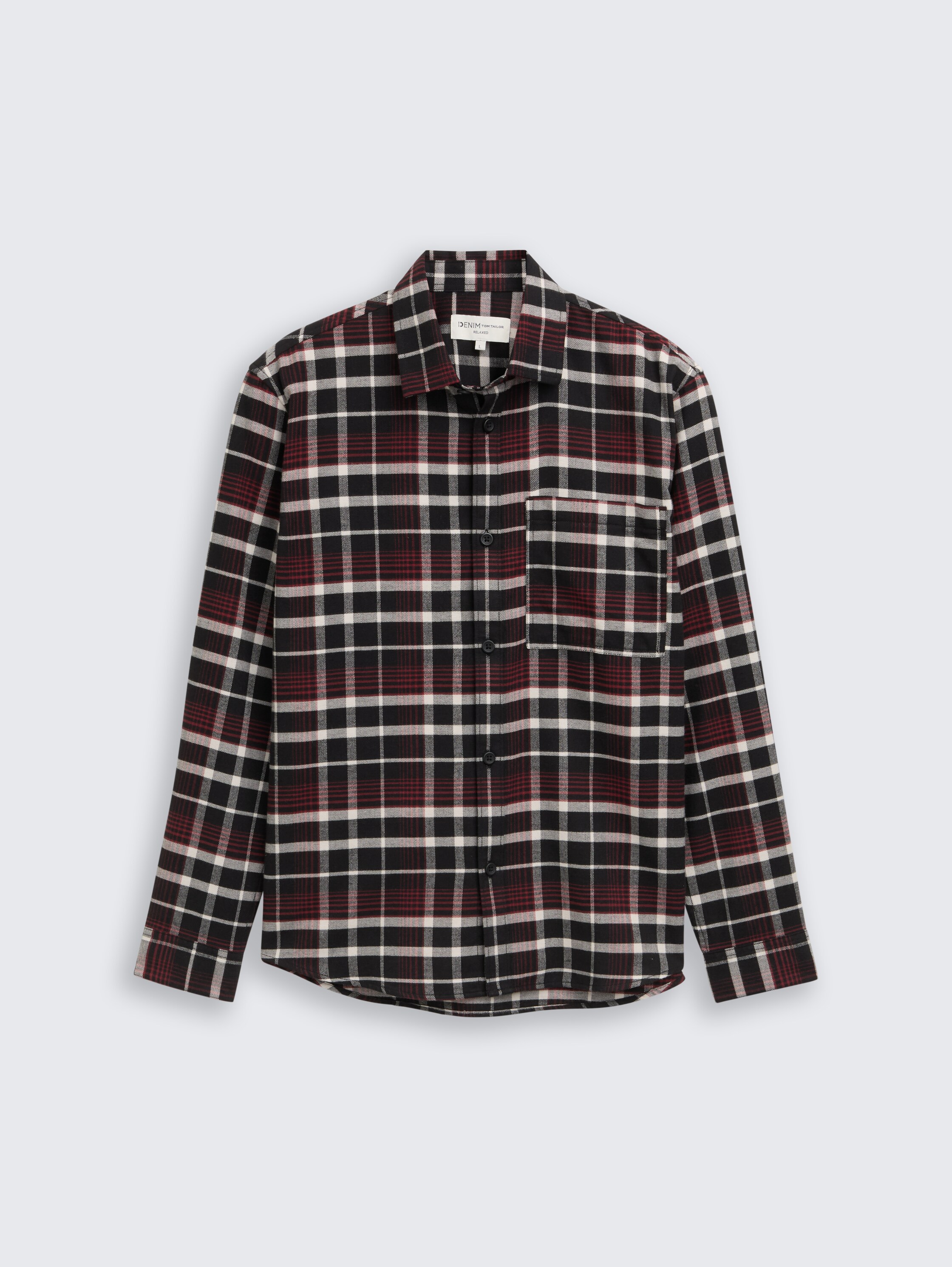 Relaxed fit shirt with checked pattern - black_red_white_check - 