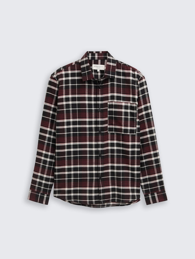 Relaxed fit shirt with checked pattern by Denim Male, black red white check