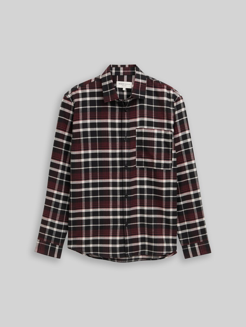 Overhemd met geruit patroon in relaxed fit door Denim Male, black red white check