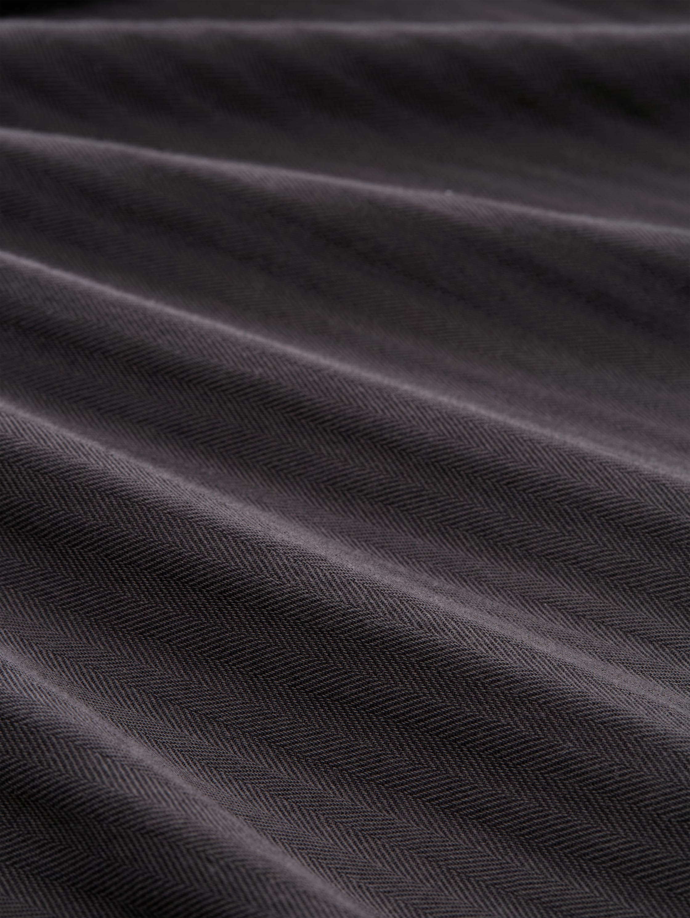 Basic fit overhemd met borstzak - black_grey_herringbone_1 - 