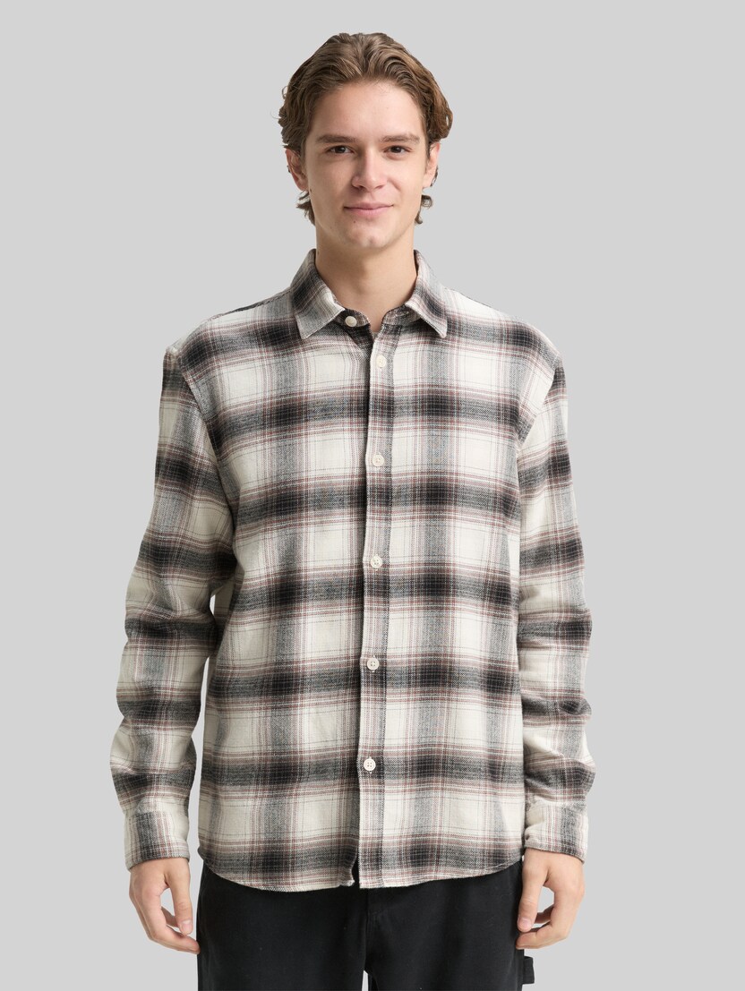 Relaxed Fit Hemd mit Karomuster von Denim Male, black white red check