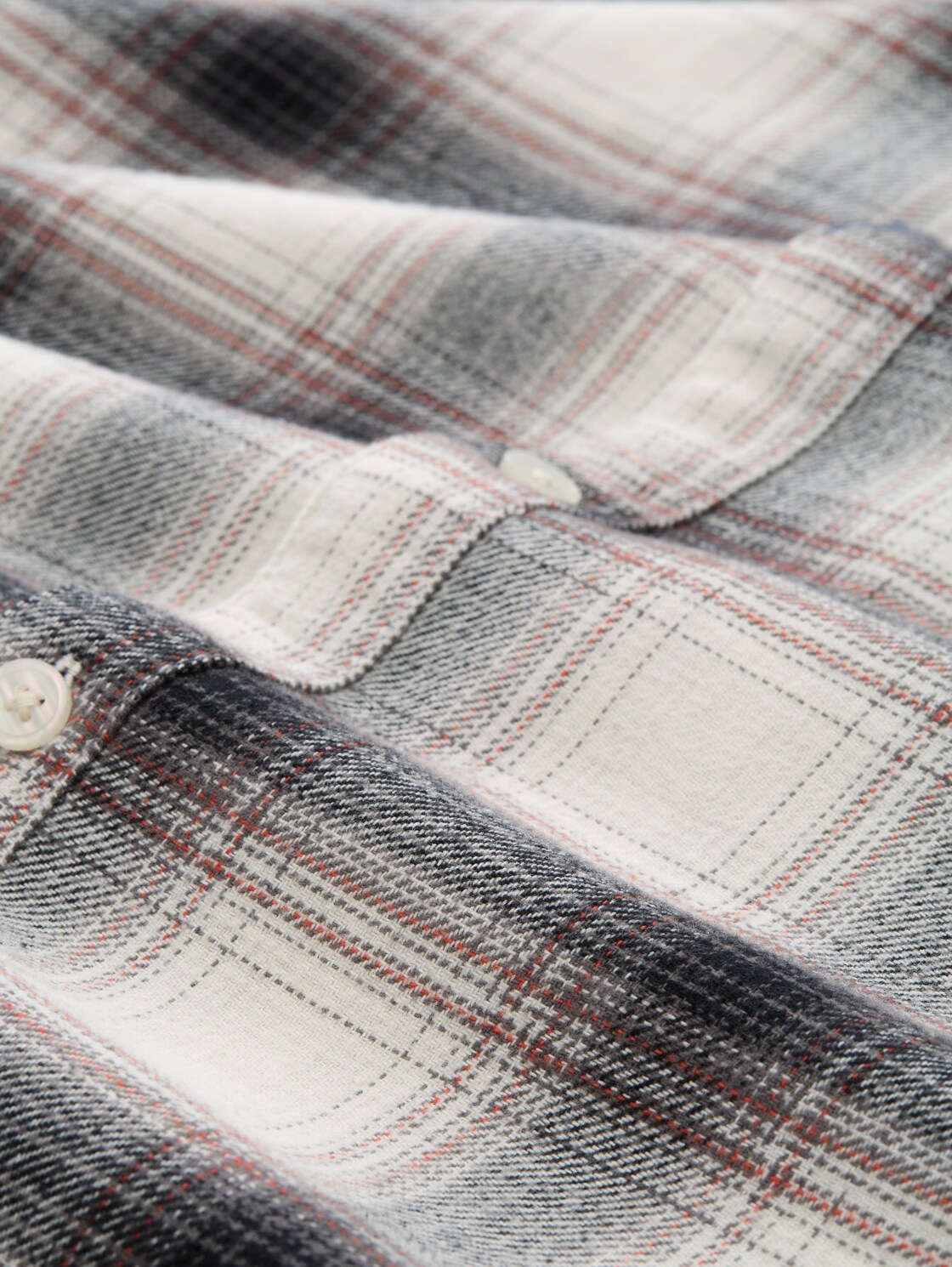 Relaxed Fit Hemd mit Karomuster - black white red check - Material-Ansicht