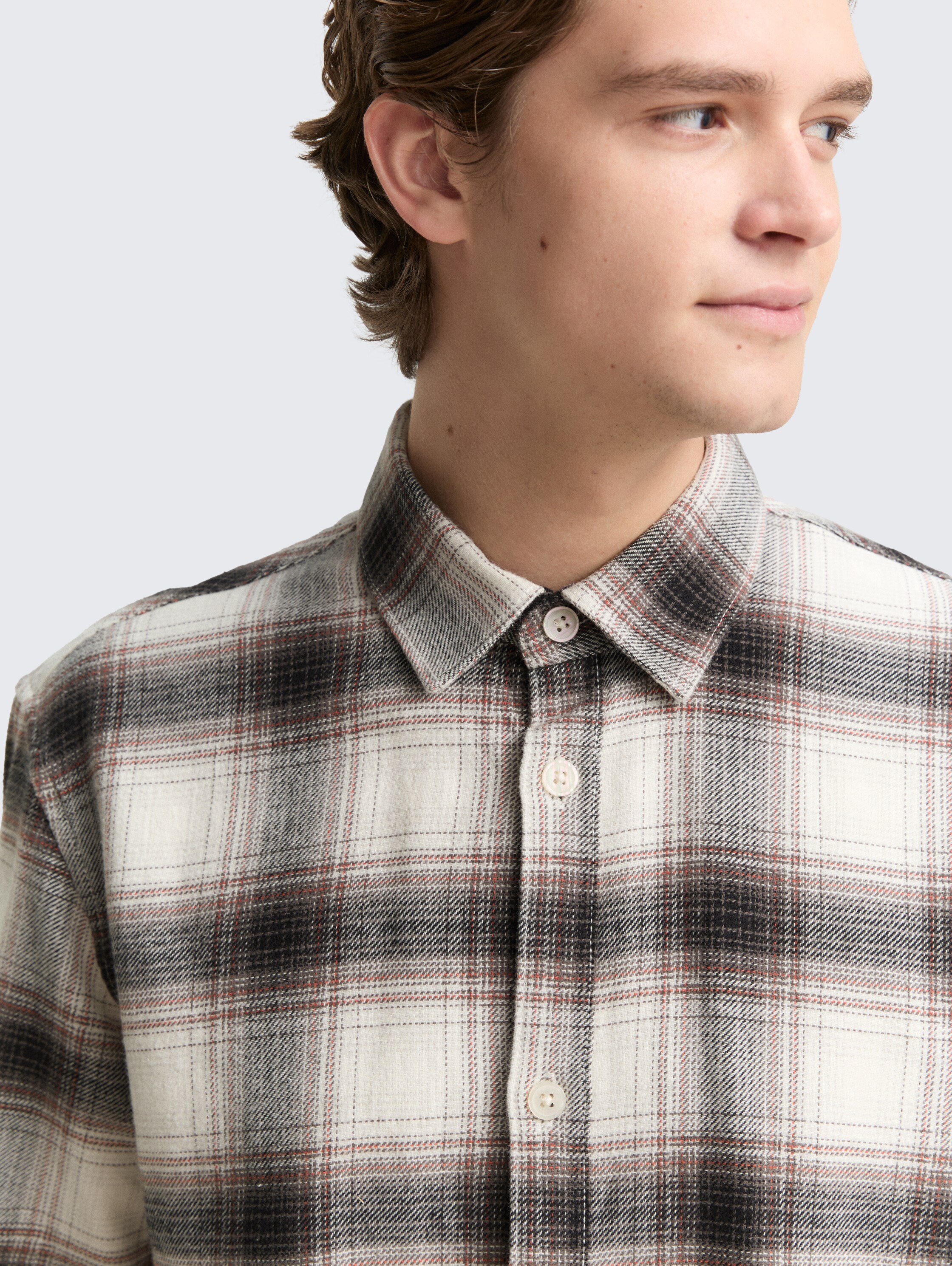 Relaxed Fit Hemd mit Karomuster - black_white_red_check - 