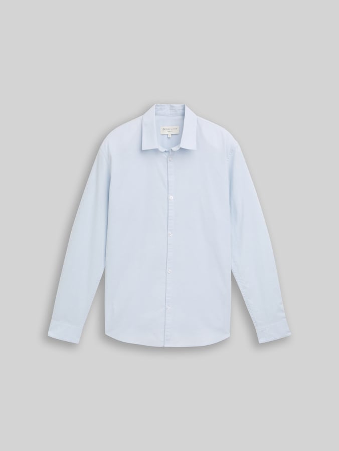 Basic Fit Hemd aus Baumwolle von Denim Male, light blue white chambray
