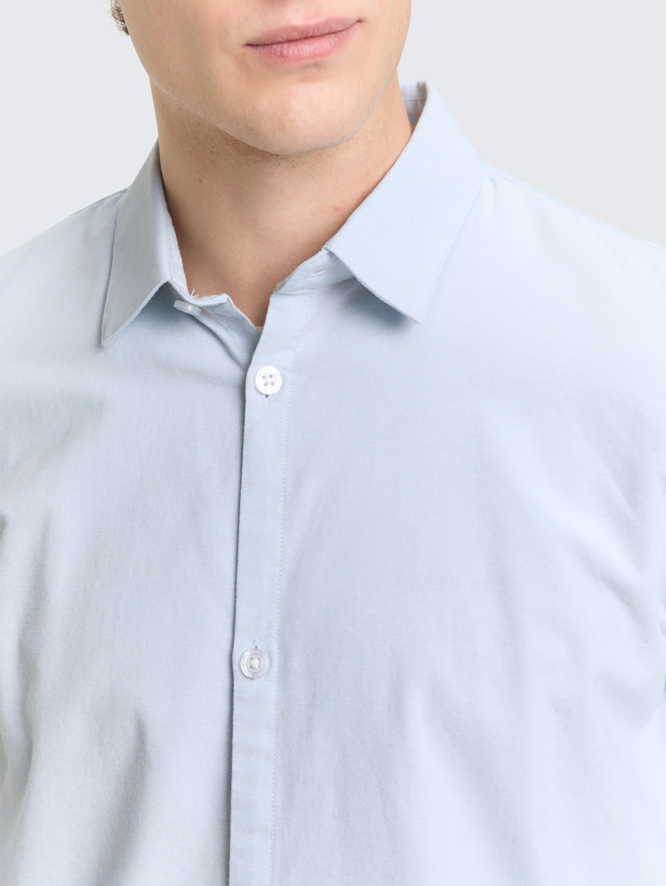 Basic Fit overhemd van katoen - light_blue_white_chambray - 