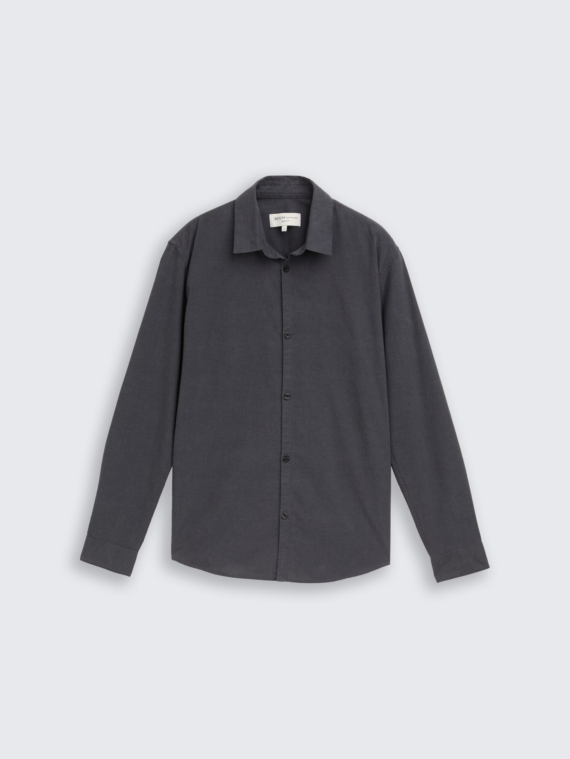 Basic Fit Hemd aus Baumwolle - black grey chambray - Vorder-Produkt-Ansicht