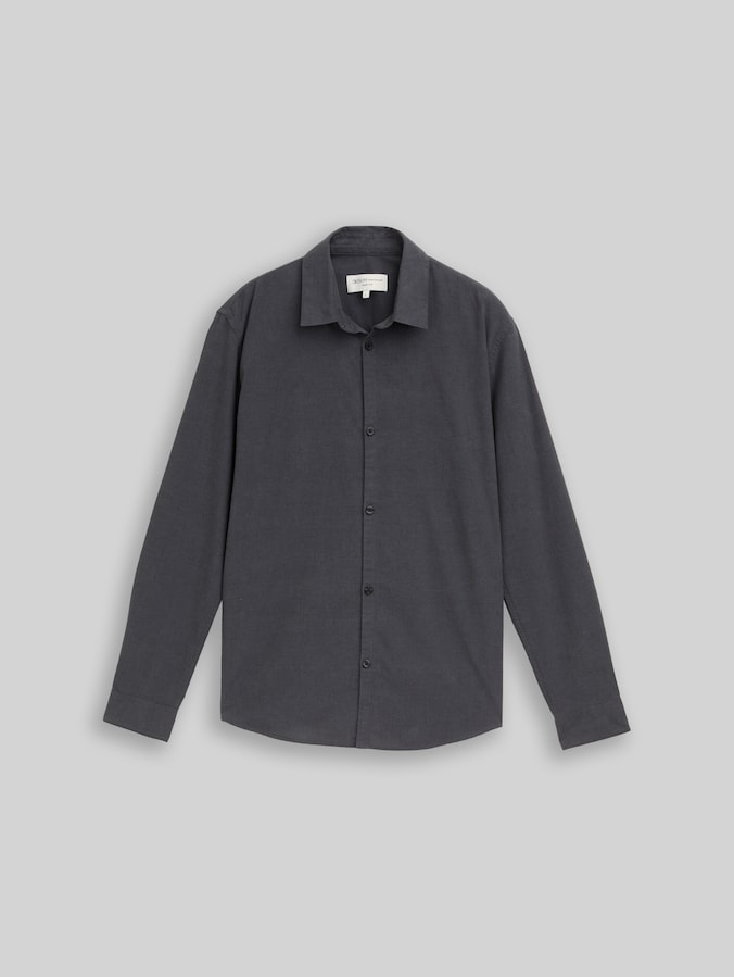 Basic Fit overhemd van katoen door Denim Male, black grey chambray