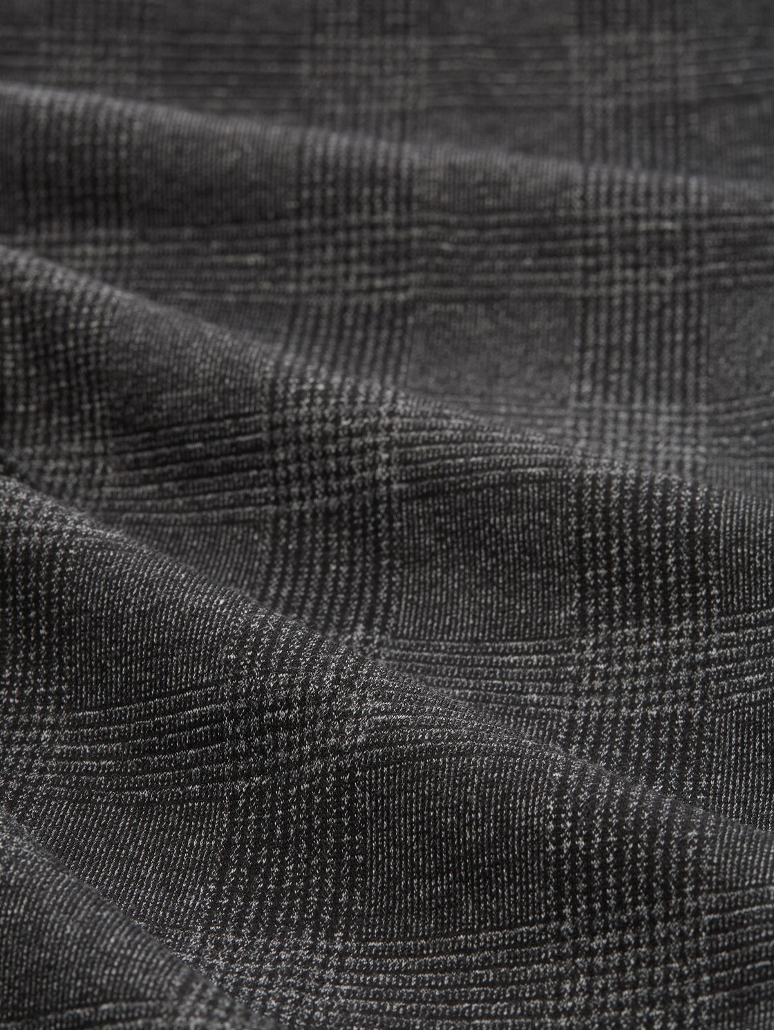 TTSLIM Chino Hose - black white fine check - Material-Ansicht