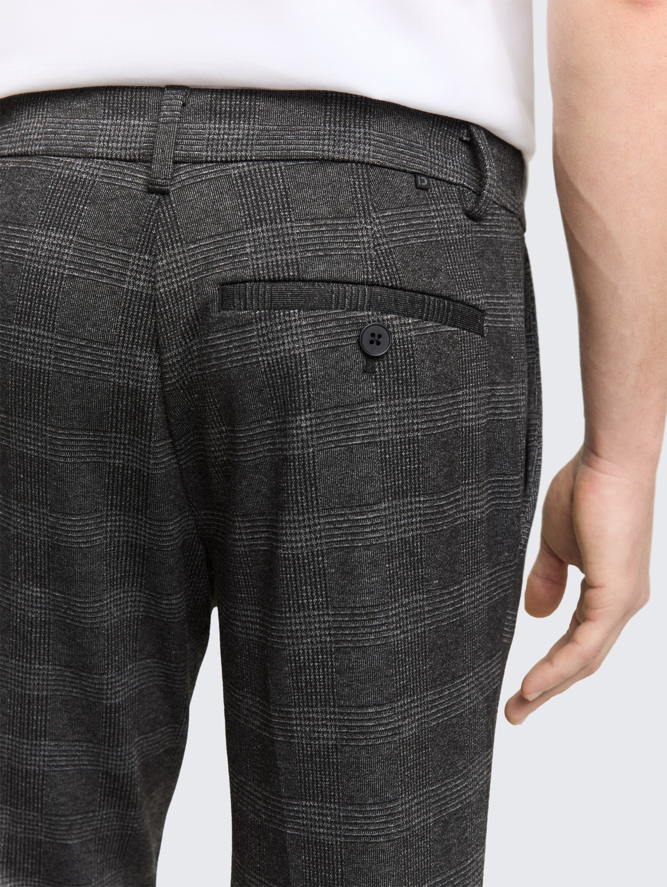 TTSLIM Chino Hose - black_white_fine_check - 