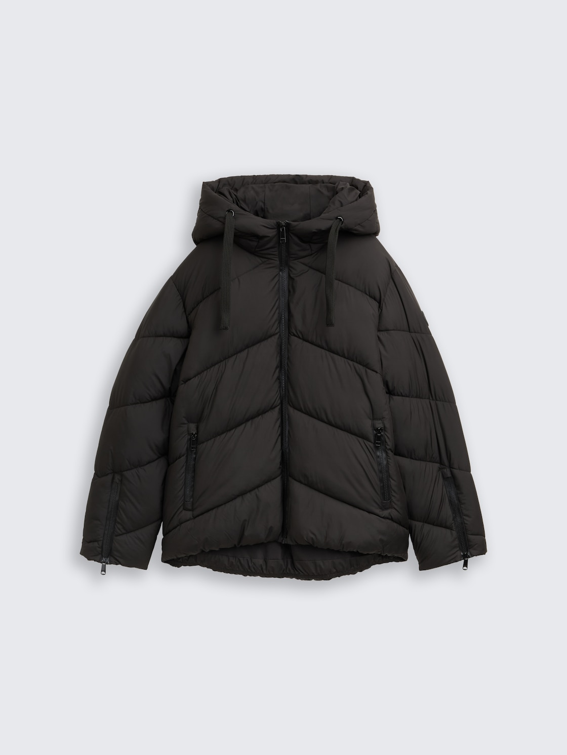 Puffer jacket with hood - deep black - Front product view