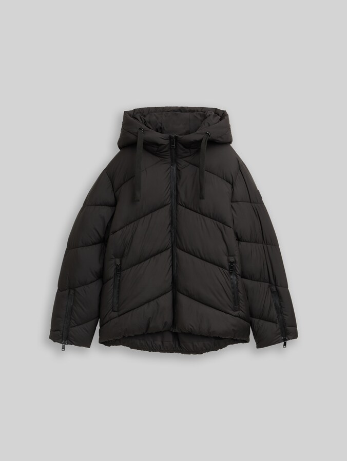 Puffer-Jacke mit Kapuze von Women, deep black