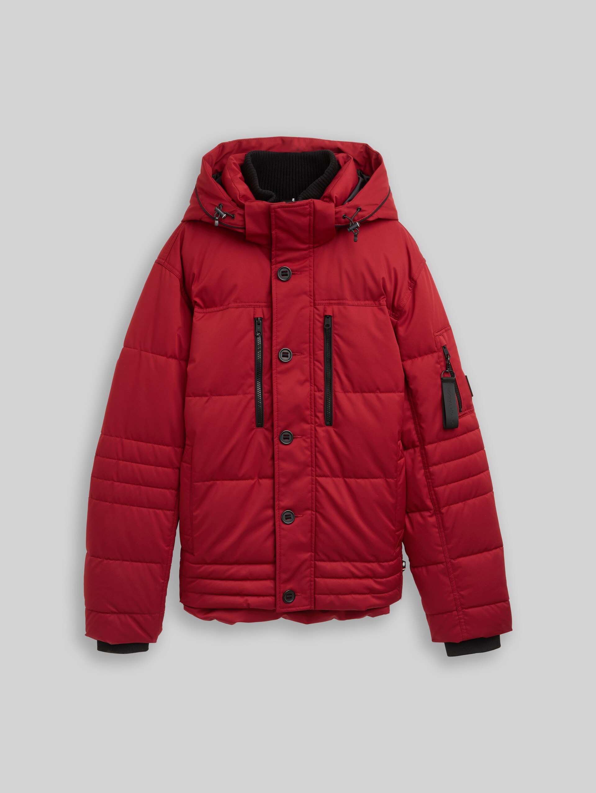 Puffer jacket with detachable hood - Coach Red - Front product view