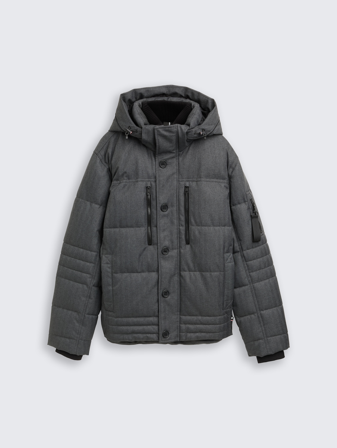 Puffer-Jacke mit abnehmbarer Kapuze - anthracite melange herringbone - Vorder-Produkt-Ansicht