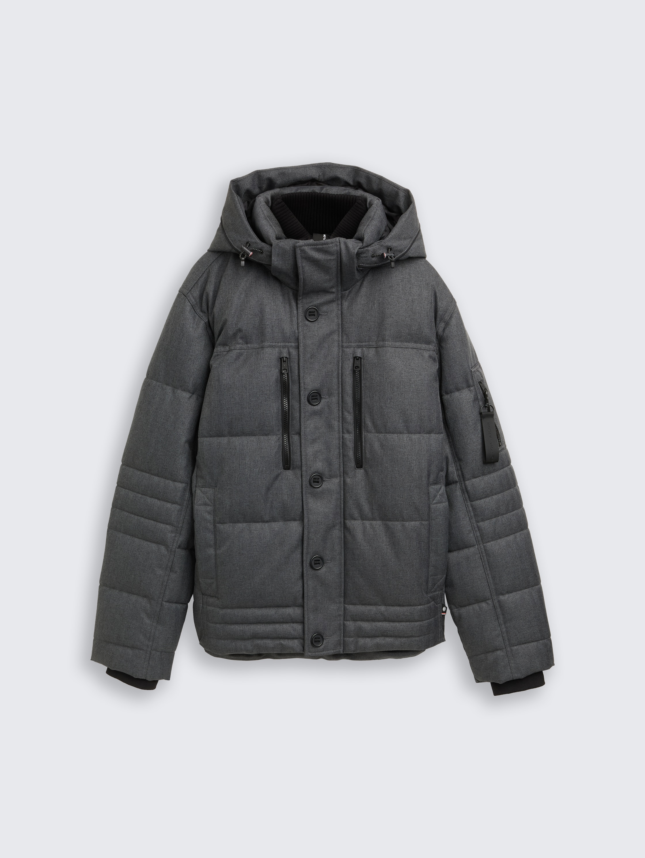 Puffer-Jacke mit abnehmbarer Kapuze - grau - Vorder-Produkt-Ansicht