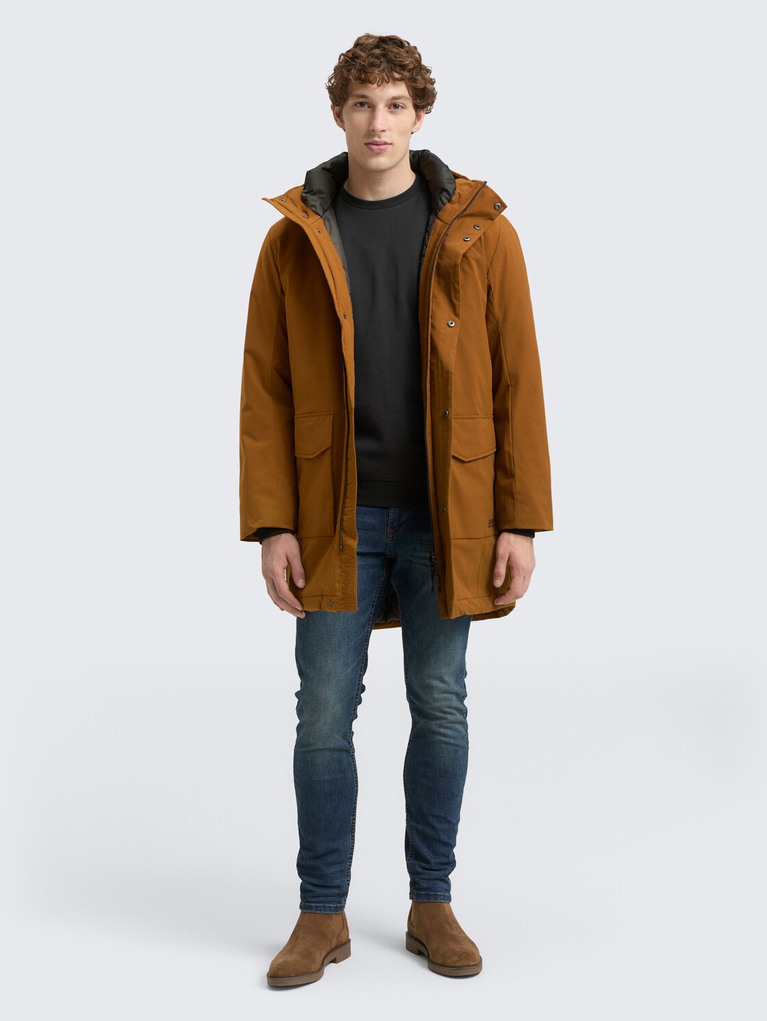 Parka with water-repellent function - equestrian brown - side model view