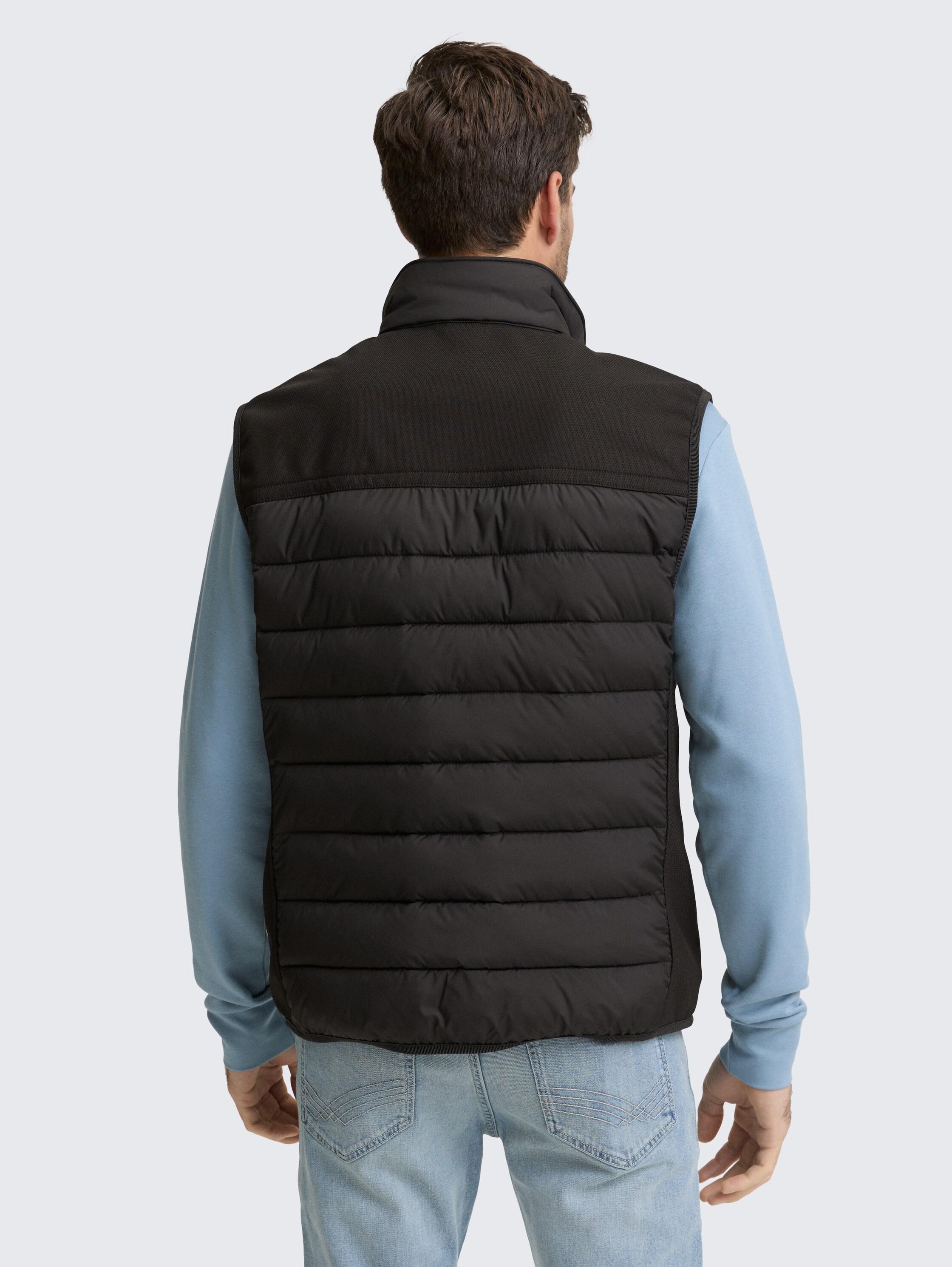 Hybride gewatteerd vest met opstaande kraag - black - 