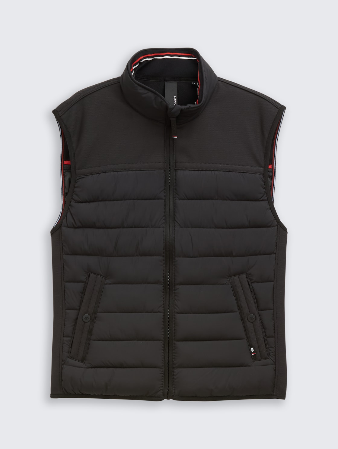 Hybrid Steppweste mit Stehkragen - Black - Vorder-Produkt-Ansicht