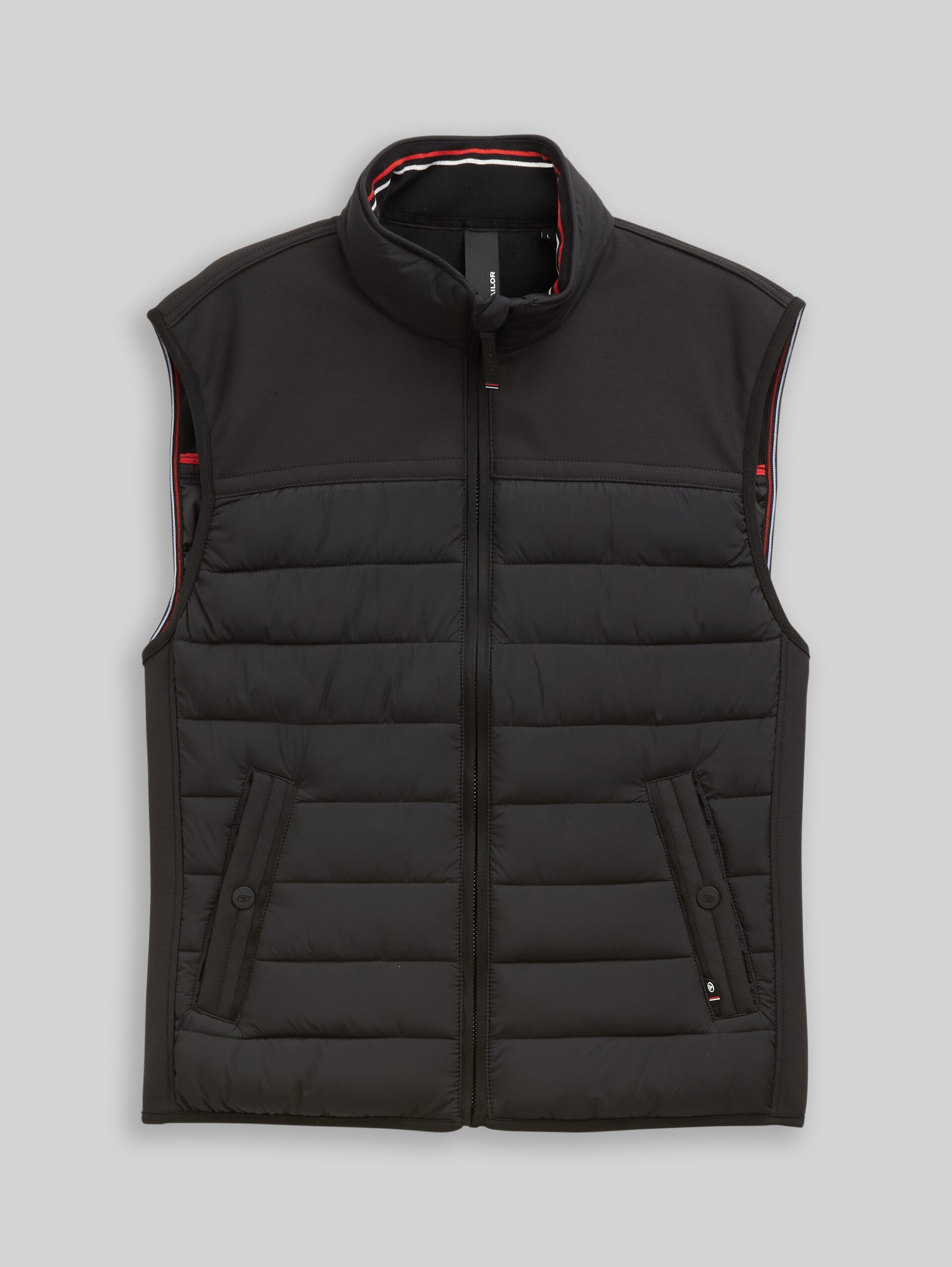 Hybrid Steppweste mit Stehkragen - Black - Vorder-Produkt-Ansicht