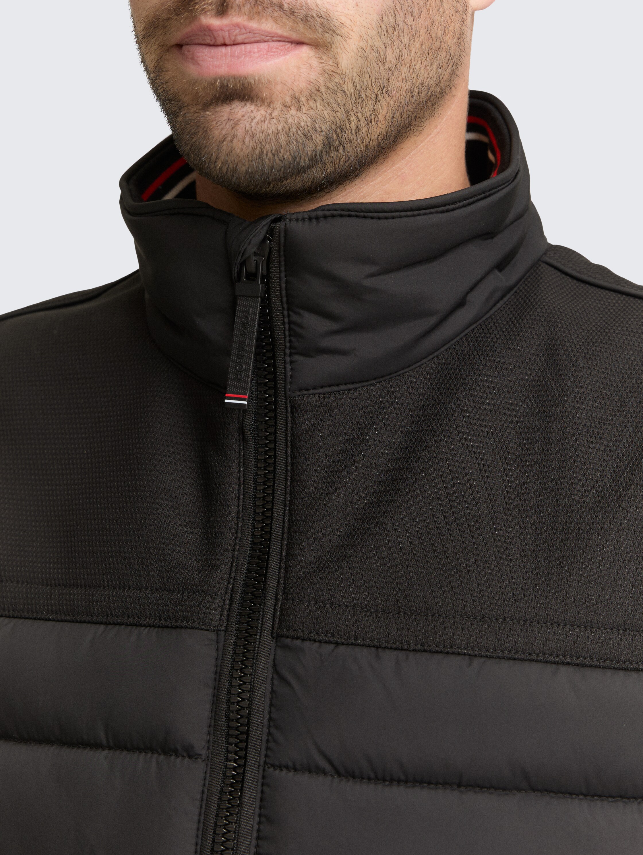 Hybride gewatteerd vest met opstaande kraag - black - 